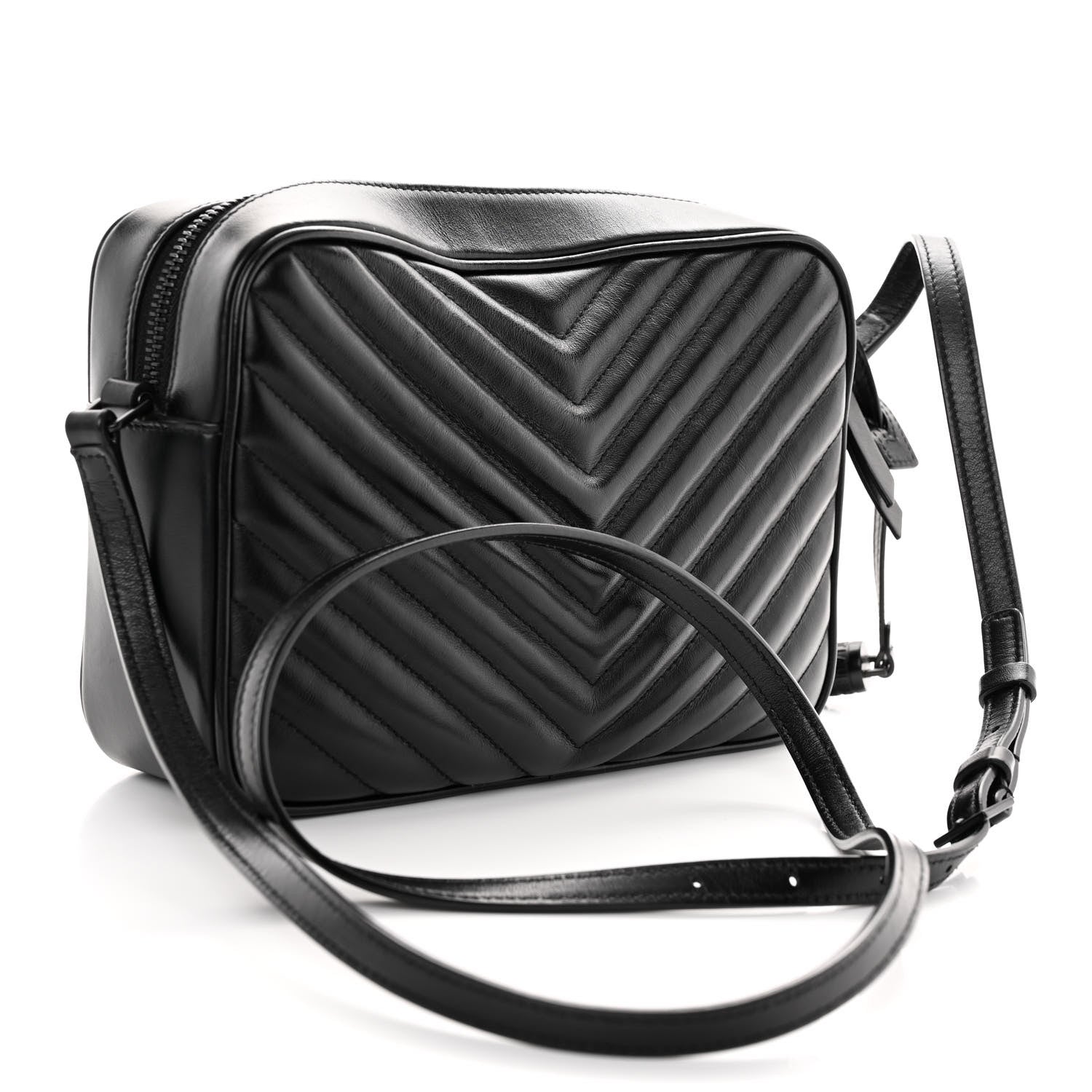 Saint Laurent Calfskin Matelasse Monogram Monochrome Lou Camera Bag Black 3 of 10