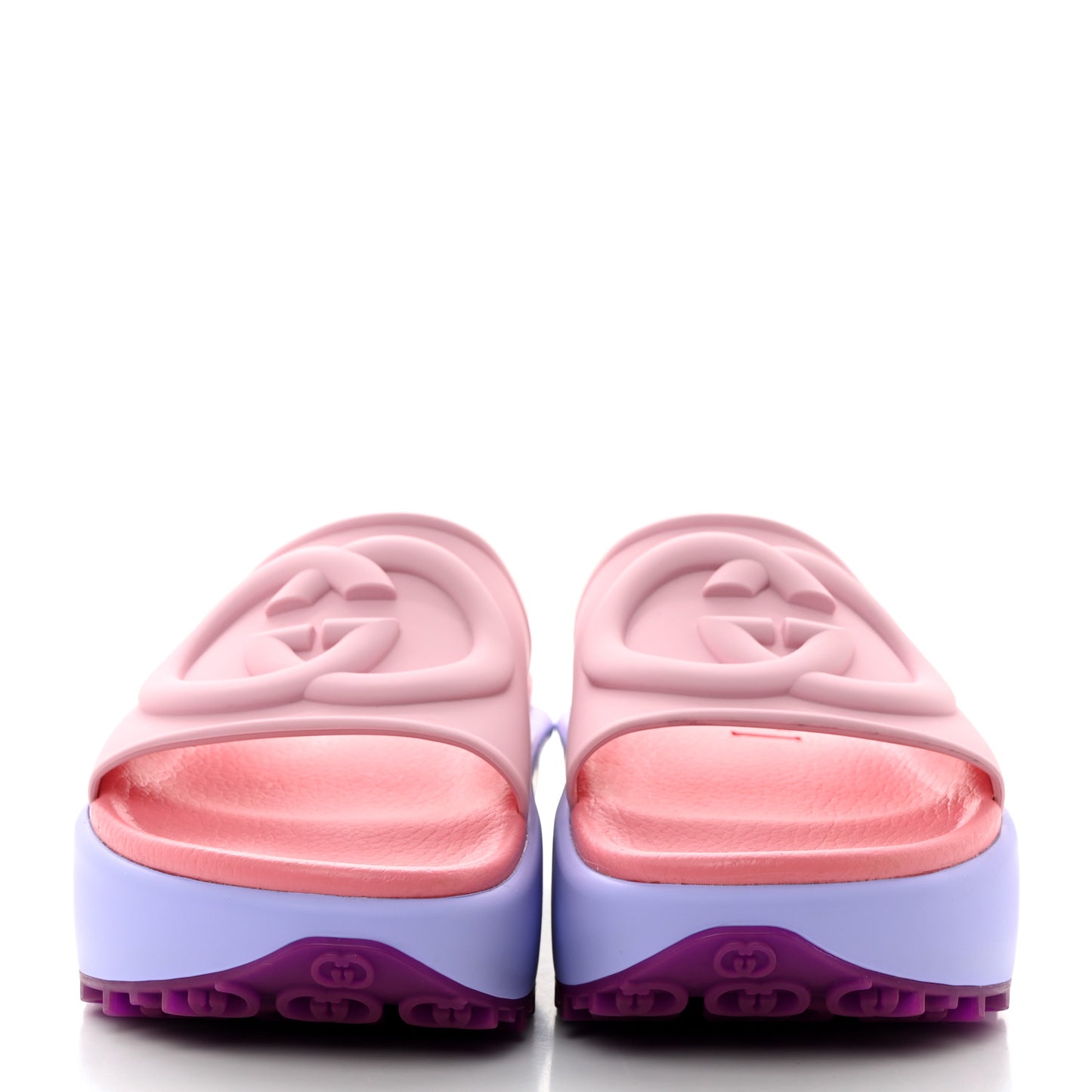 Soft Rubber Womens Interlocking G Platform 42mm Slide Sandals 35 Sugar Pink