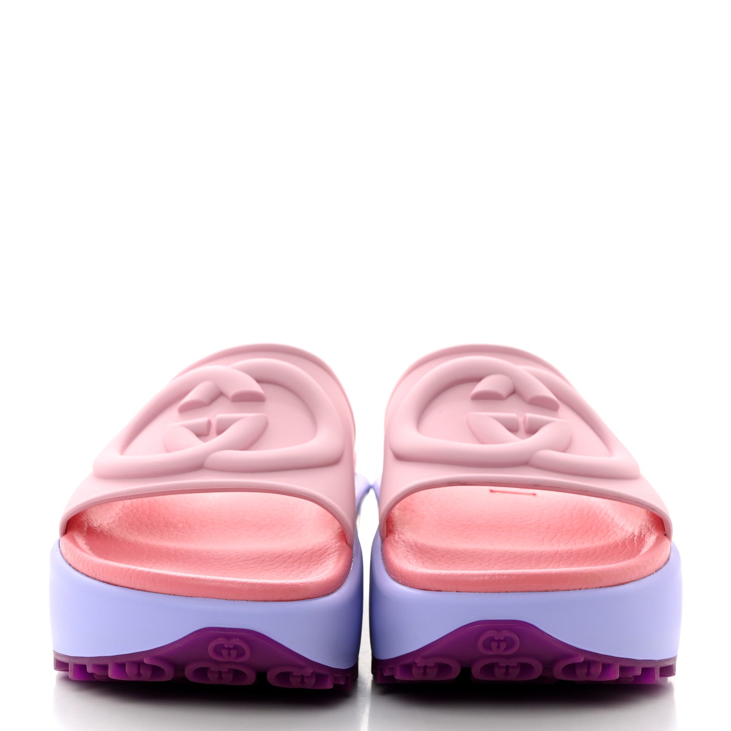 Gucci Soft Rubber Womens Interlocking G Platform 42mm Slide Sandals 35 Sugar Pink 2 of 9