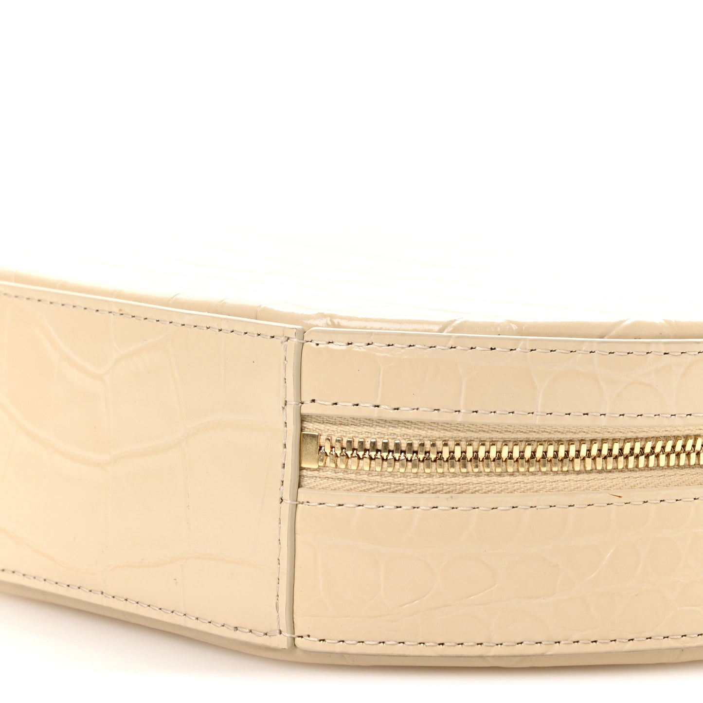 Calfskin Crocodile Embossed Circle Crossbody Bag Dune