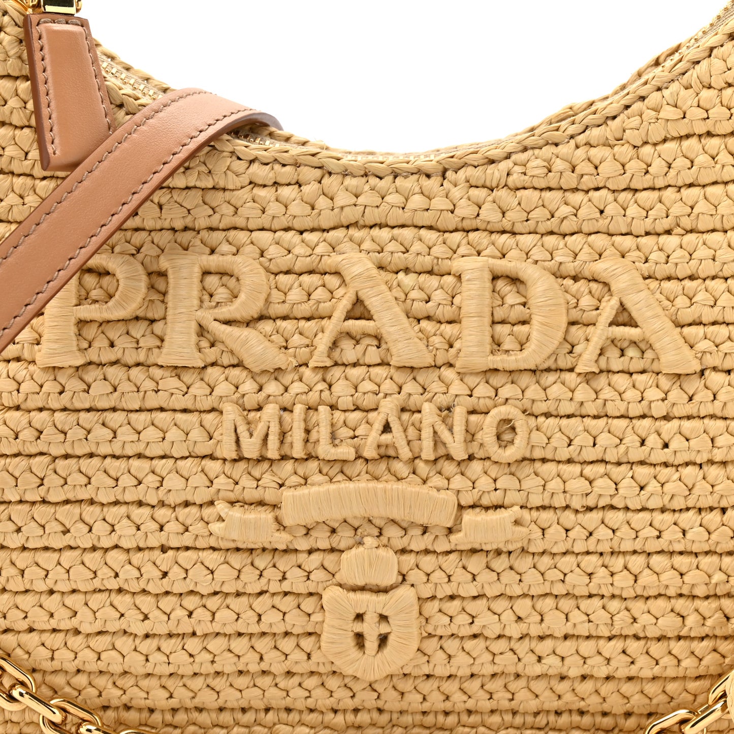 Yarn Raffia Effect Crochet Mini Re-Edition 2000 Shoulder Bag Naturale