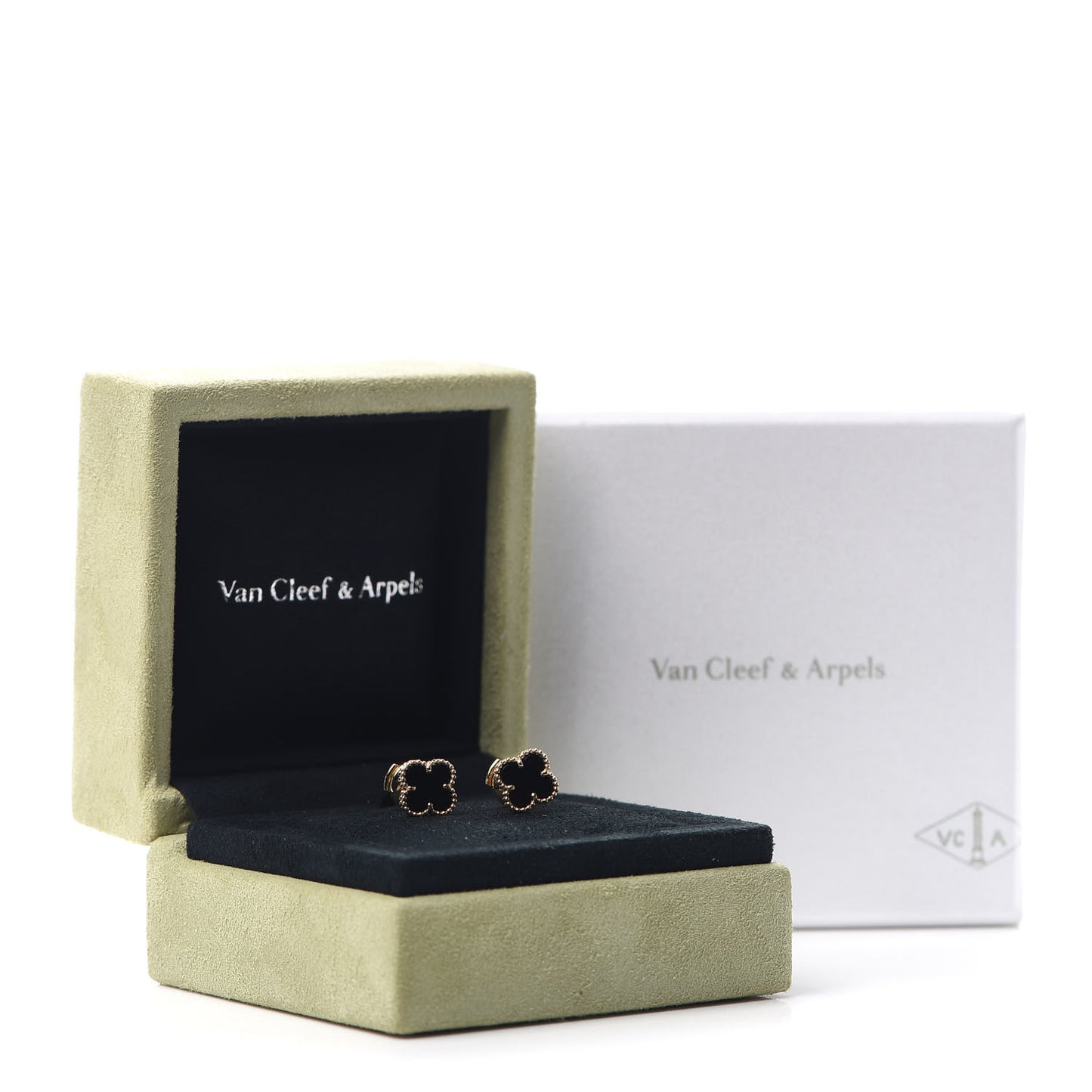 18K Yellow Gold Black Onyx Sweet Alhambra Earrings