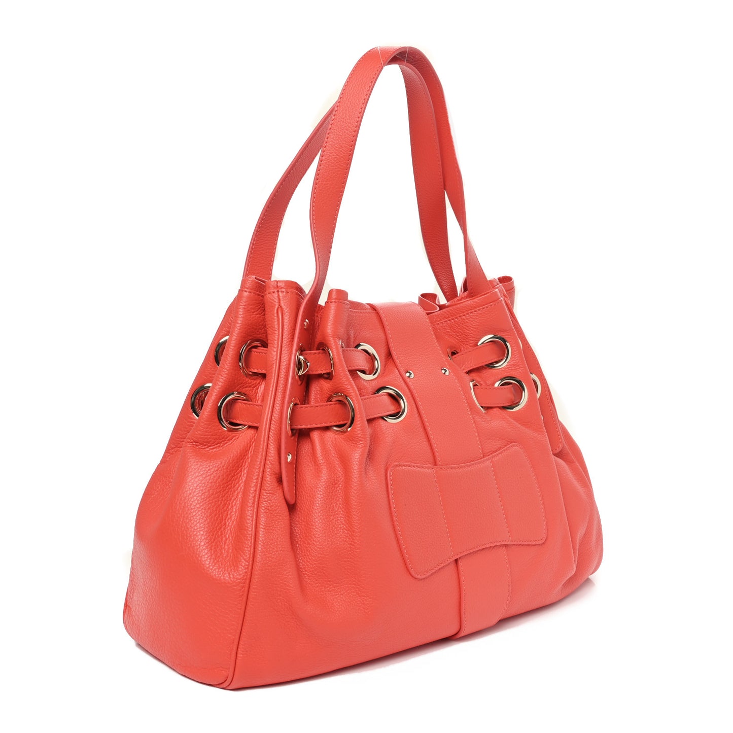 Grained Calfskin Large Riki Bag Red