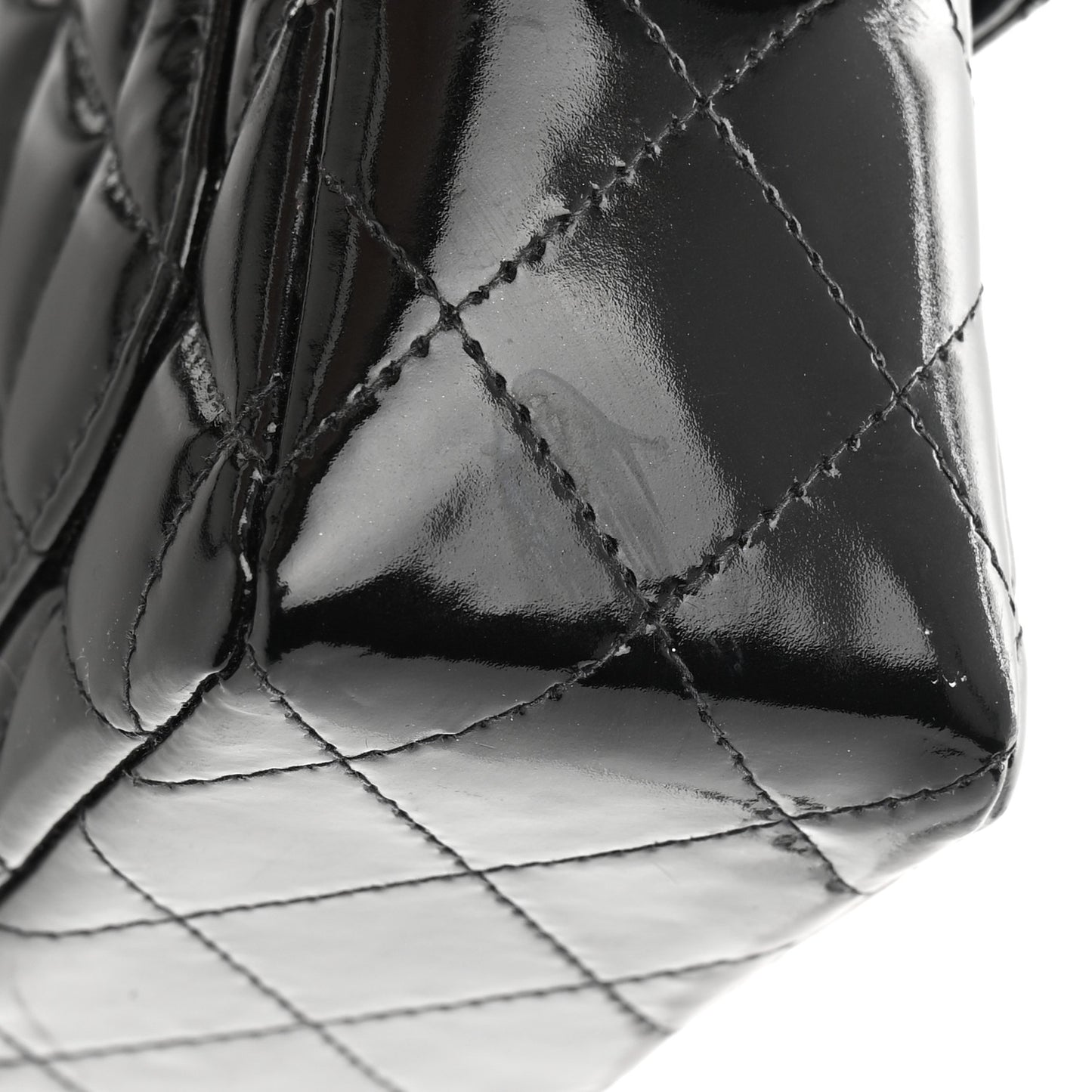 Patent Calfskin Quilted Mini Square Flap So Black