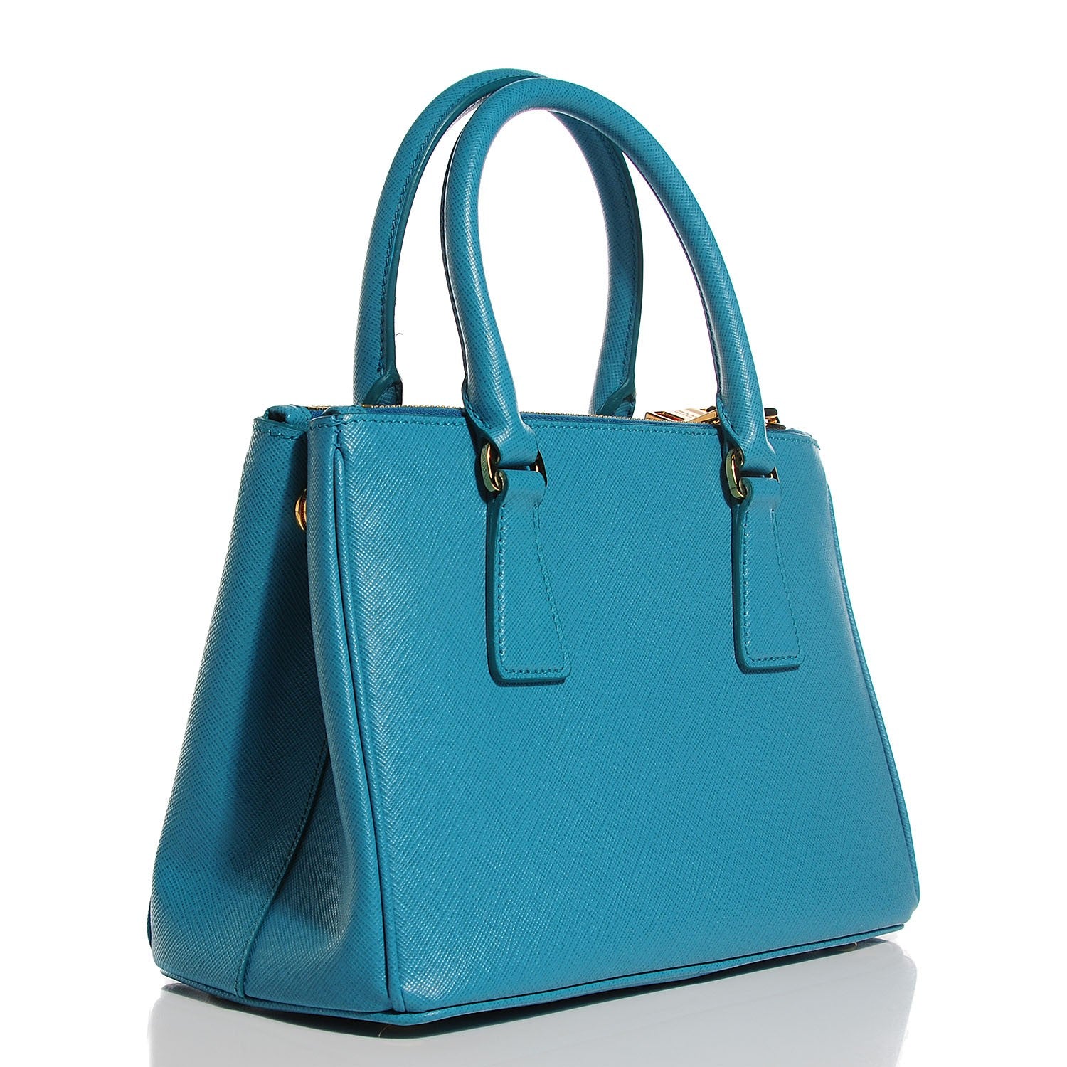 Prada Saffiano Lux Mini Double Zip Tote Turchese 3 of 10