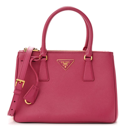 Prada Saffiano Small Galleria Double Zip Tote Fuxia 1 of 12
