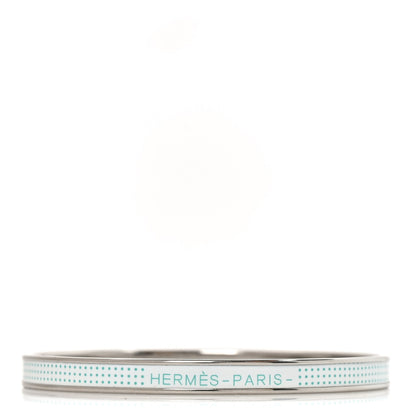 Hermes Enamel Printed Extra Narrow Uni Bracelet 65 White Bleu 1 of 5