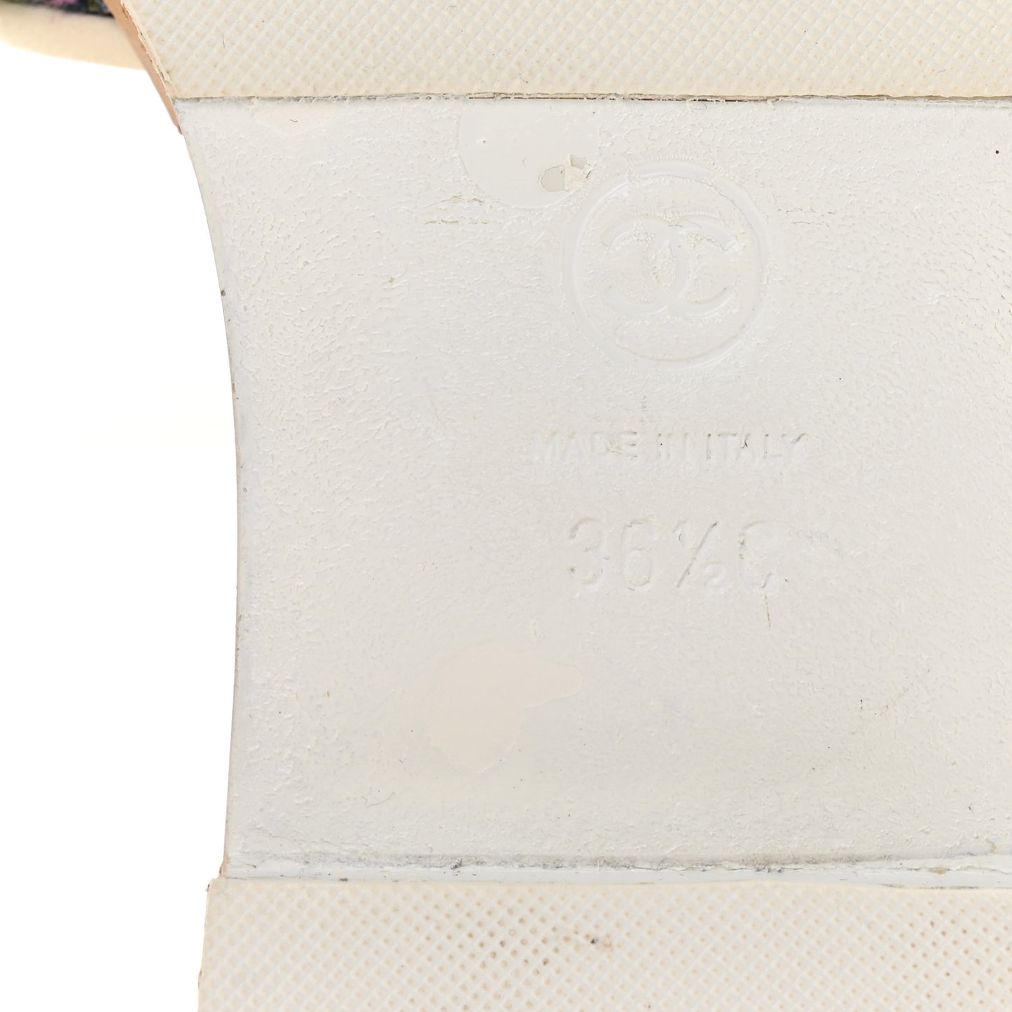 Tweed Cork CC Chain Mule Sandal 36.5 Green Multicolor