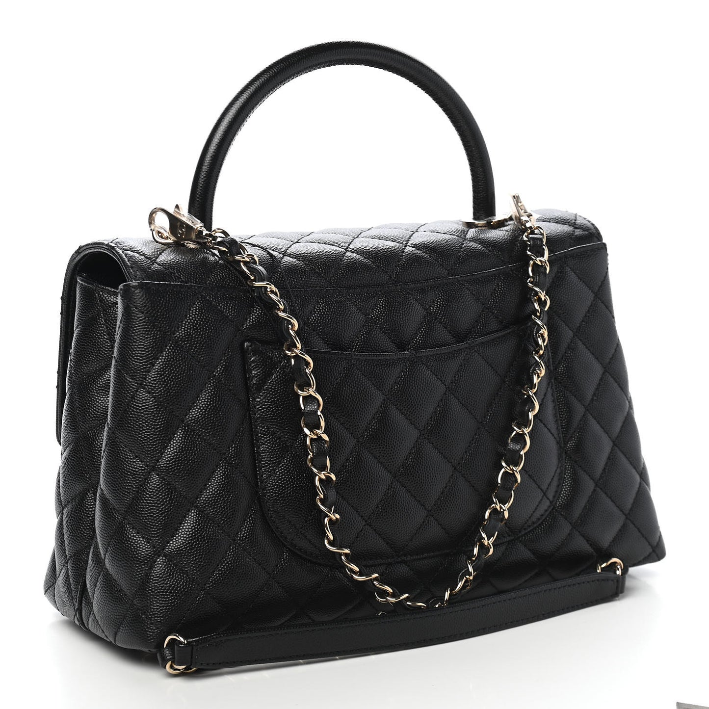 Caviar Quilted Small Coco Handle Flap Black