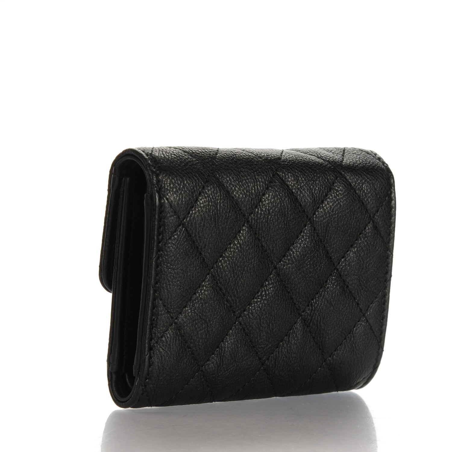 Chanel Calfskin Quilted Compact Flap Wallet So Black 3 of 7