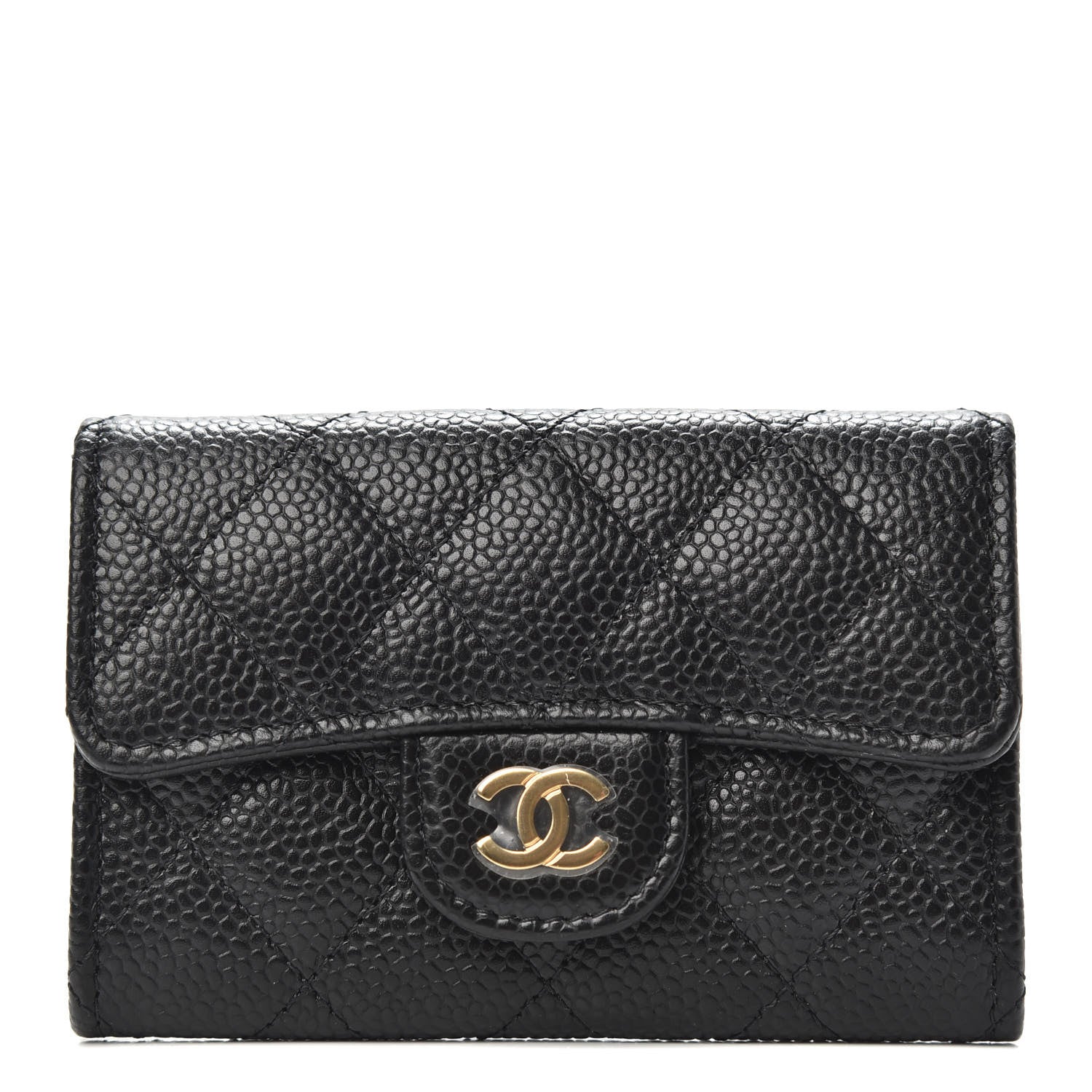 Chanel Caviar Quilted Flap Card Holder Wallet Black 1 of 9