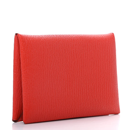 Hermes Chevre Mysore Calvi Card Case Rouge Tomate 3 of 9
