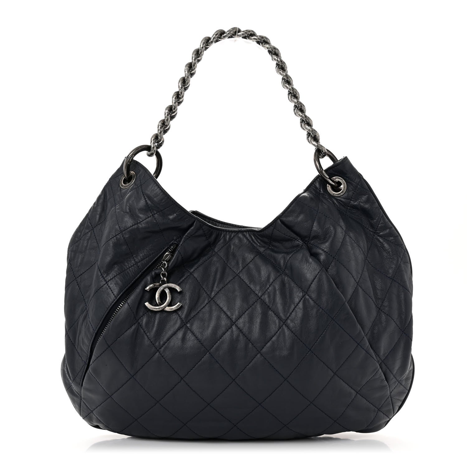 Chanel Calfskin Coco Pleats Hobo Dark Blue 1 of 12