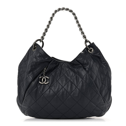 Chanel Calfskin Coco Pleats Hobo Dark Blue 1 of 12