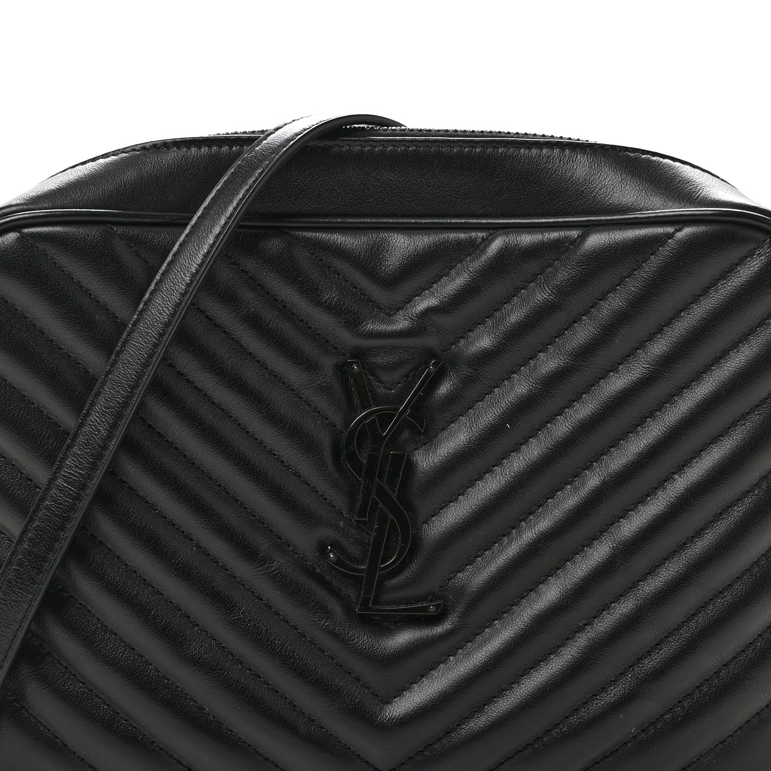 Saint Laurent Calfskin Matelasse Monogram Monochrome Lou Camera Bag Black 8 of 12
