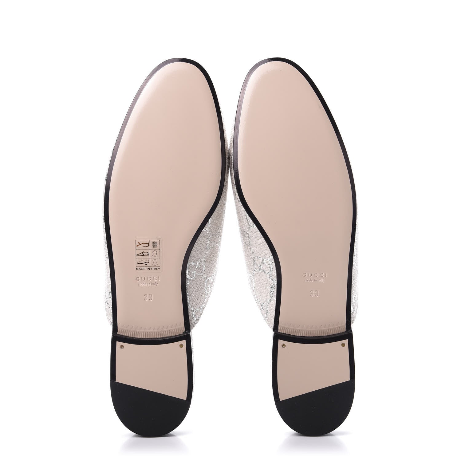 Gucci Canvas Lame GG Monogram Womens Princetown Slippers 39 Gardenia Silver 6 of 10