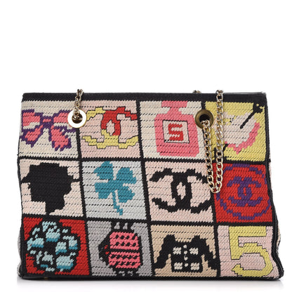 Chanel Needlepoint Precious Symbols Shoulder Bag Black 1 of 9