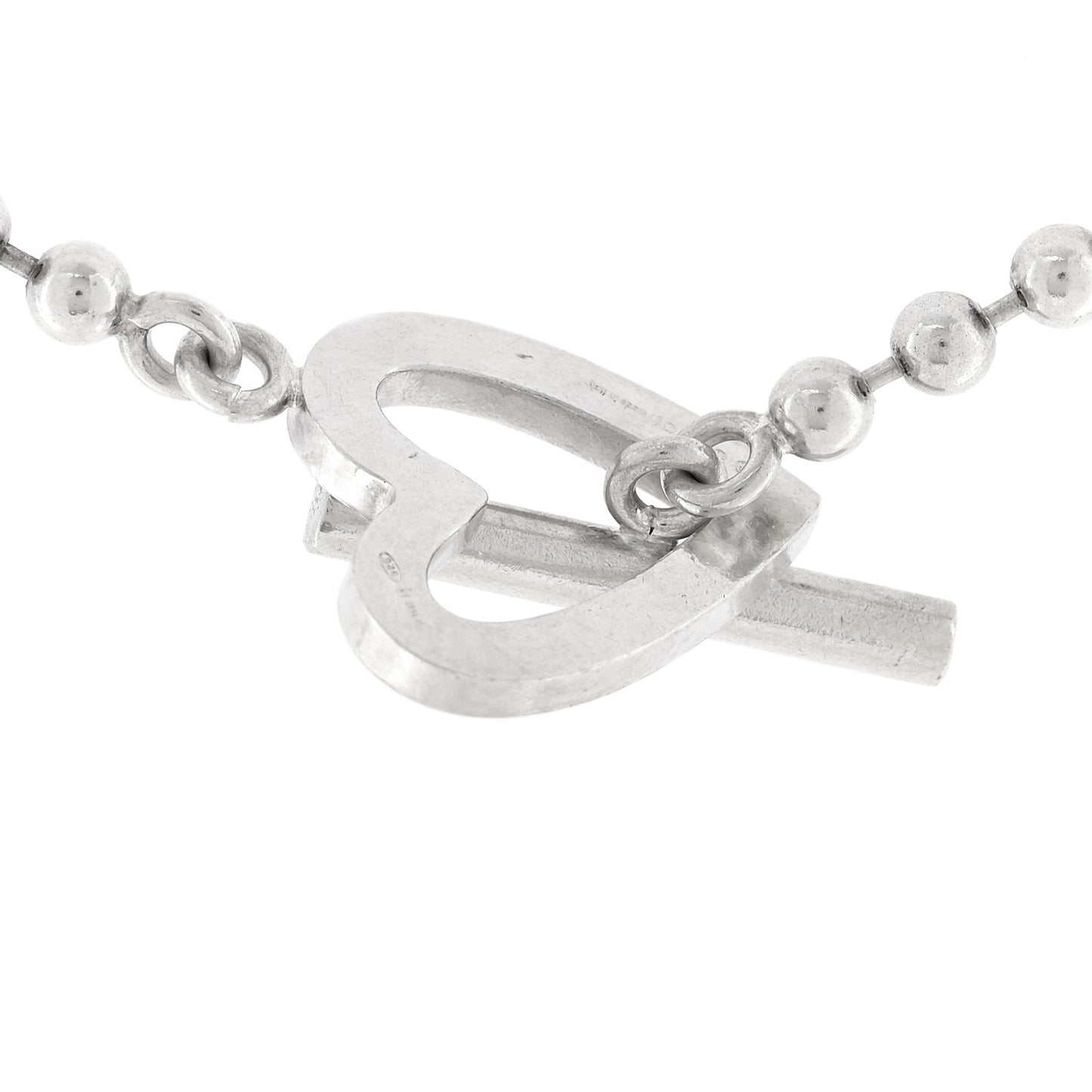 Sterling Silver Bead Heart Toggle Necklace