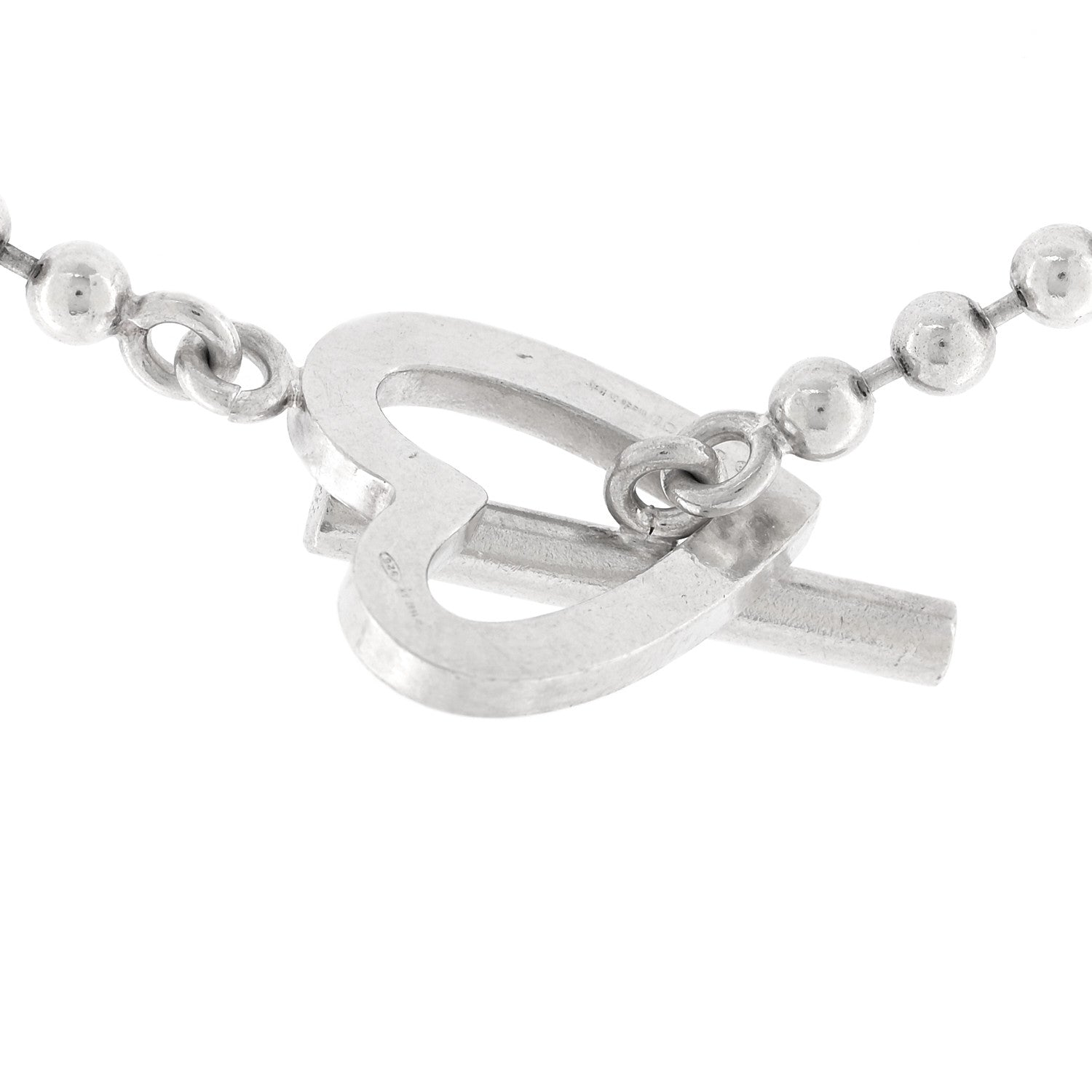 Gucci Sterling Silver Bead Heart Toggle Necklace 4 of 5