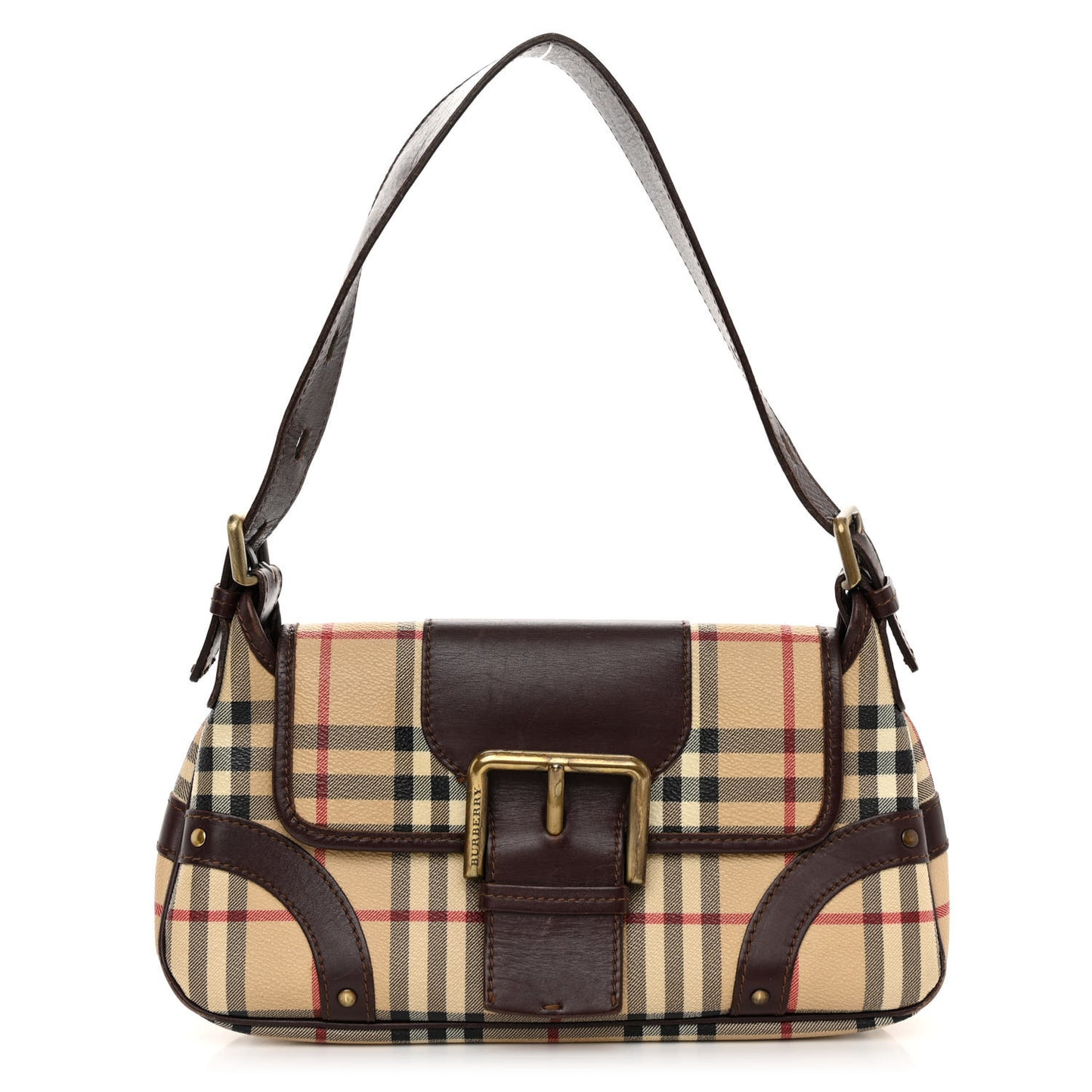 Haymarket Check Buckle Shoulder Bag Chocolate
