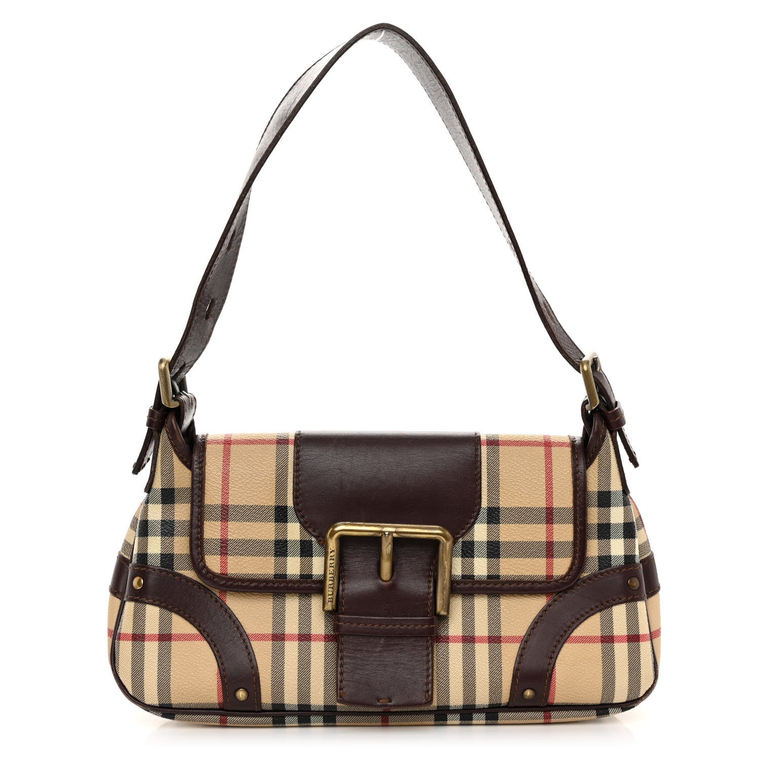 Burberry Haymarket Check Buckle Shoulder Bag Chocolate 1 of 10