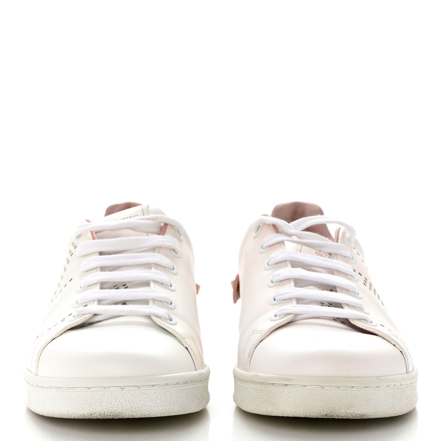 Calfskin Womens Backnet Sneakers 38.5 White Pink