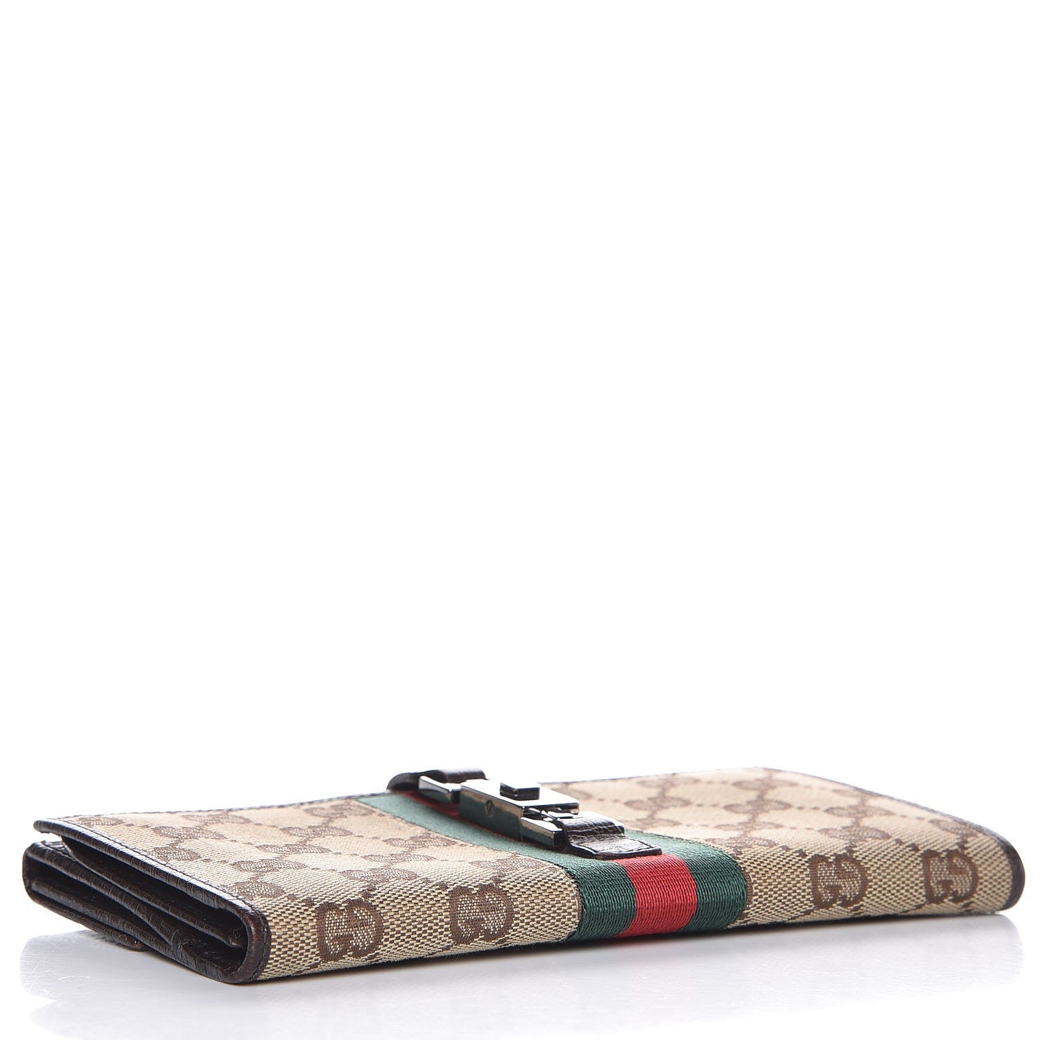 Gucci Monogram Calfskin Web Blake Continental Wallet Brown 4 of 11