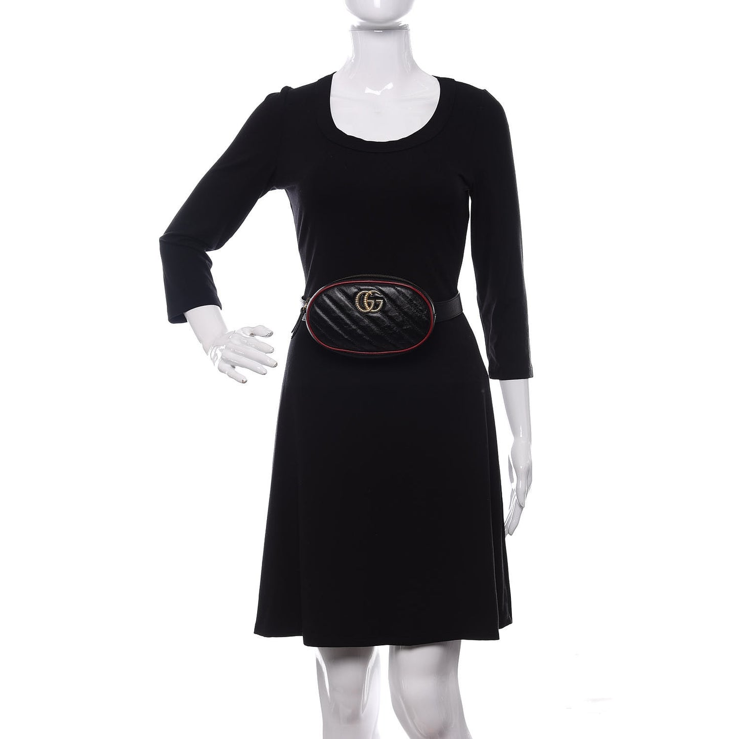 Azalea Calfskin Matelasse Diagonal Torchon GG Marmont Belt Bag 75 30 Black Romantic Cerise