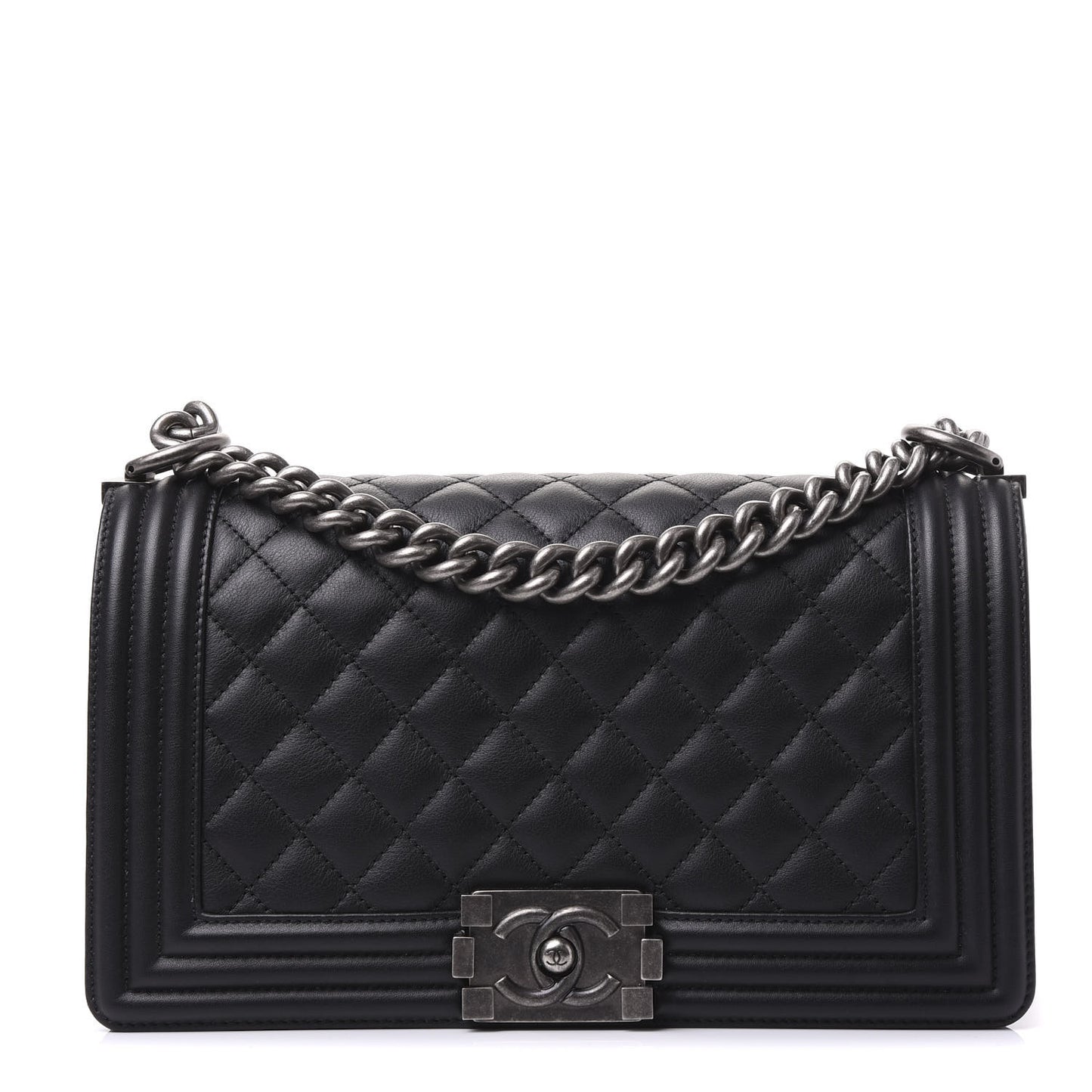 Calfskin Quilted Medium Boy Flap Black