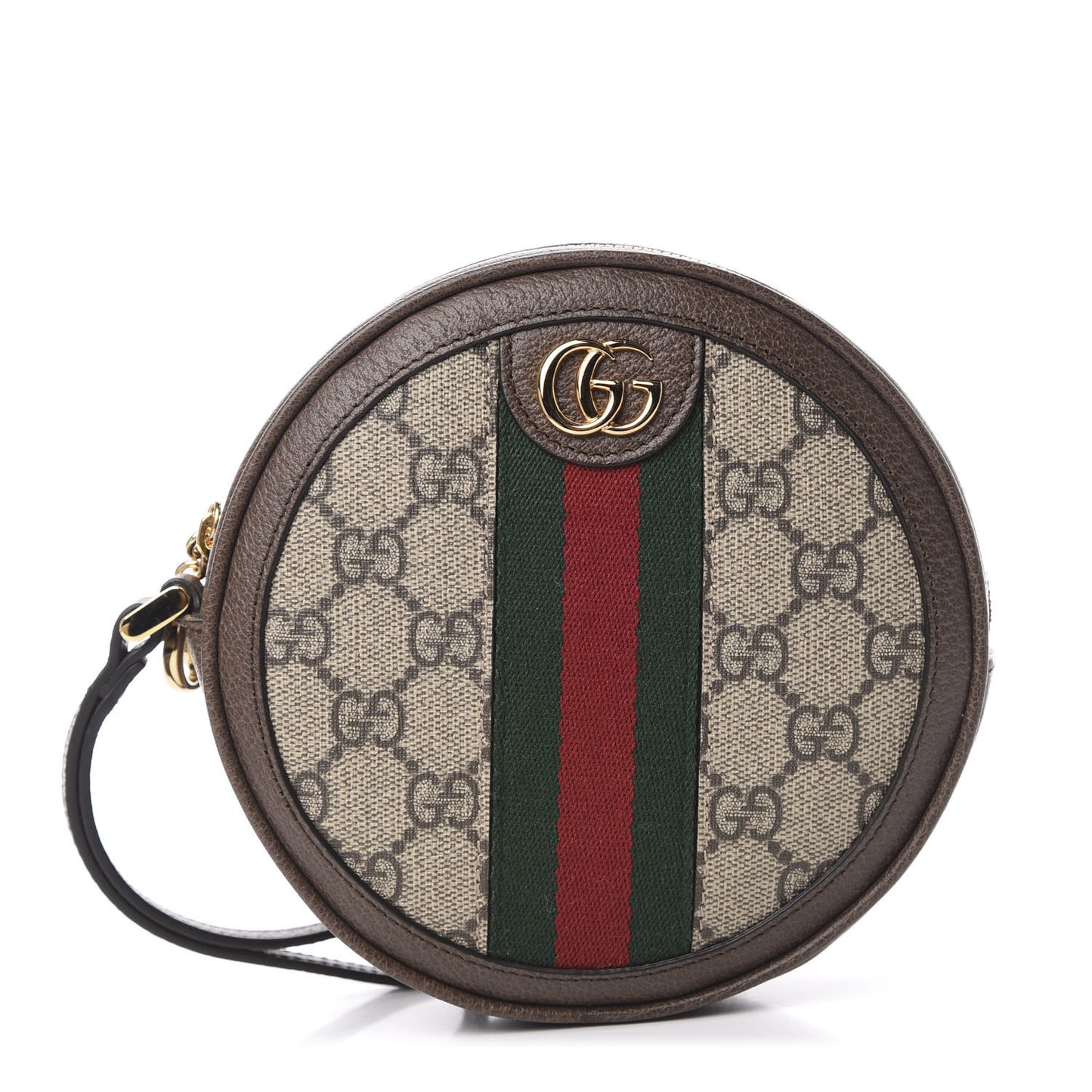 GG Supreme Monogram Web Ophidia Circle Wristlet Beige New Acero