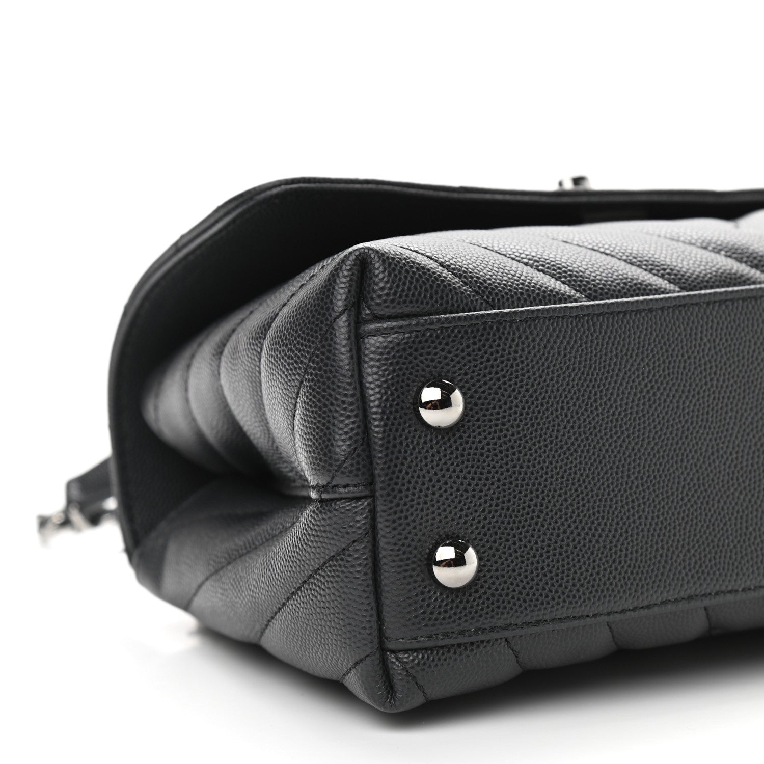 Chanel Caviar Chevron Quilted Mini Coco Handle Flap Dark Grey 10 of 12
