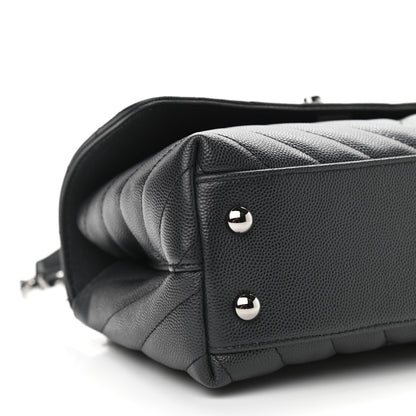 Chanel Caviar Chevron Quilted Mini Coco Handle Flap Dark Grey 10 of 12