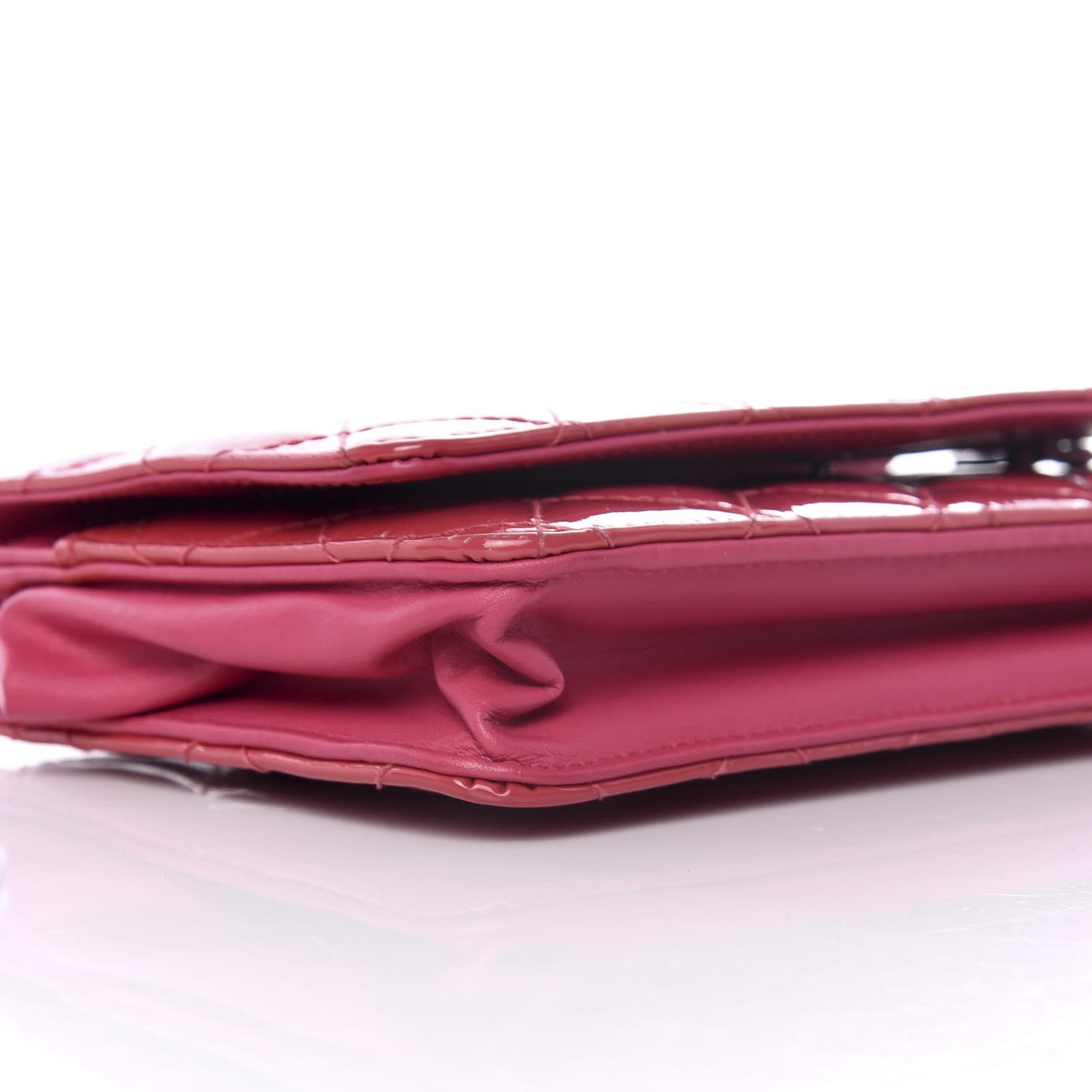 Patent Quilted Wallet On Chain WOC Pink