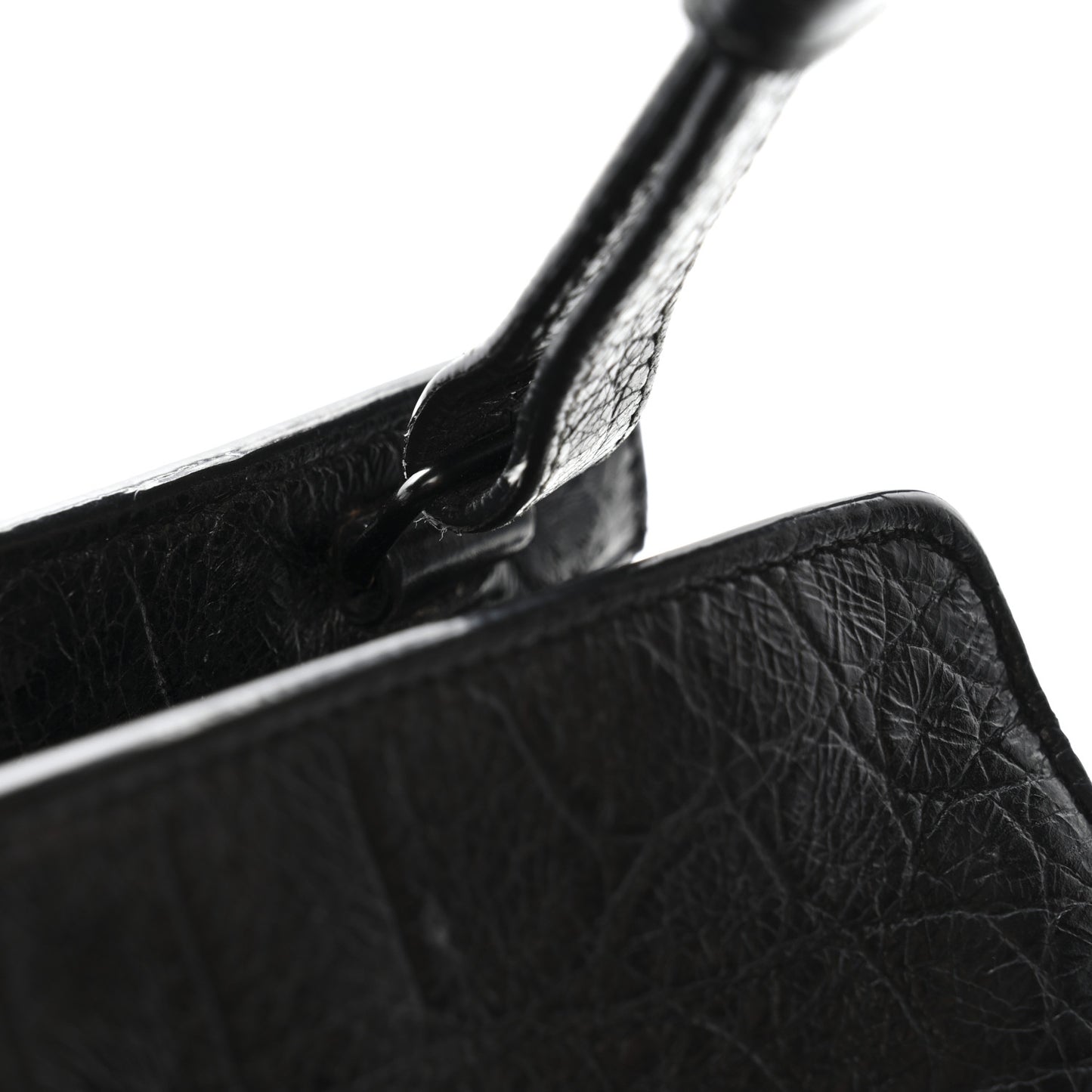 Calfskin Crocodile Embossed Small Monogram Cabas Black