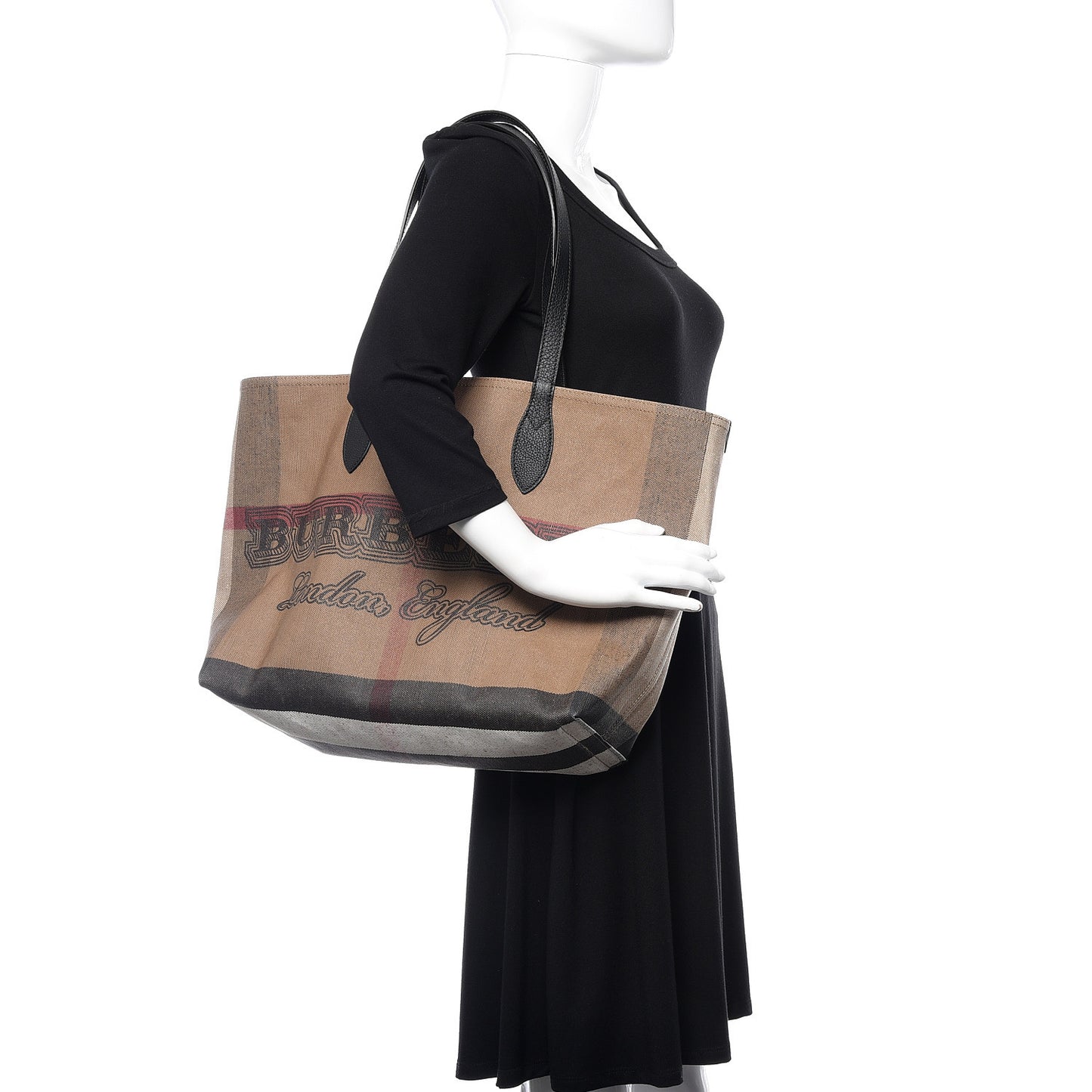 Coated Canvas Mega Check Medium Doodle Tote Black