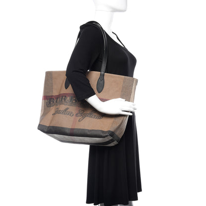 Burberry Coated Canvas Mega Check Medium Doodle Tote Black 2 of 8