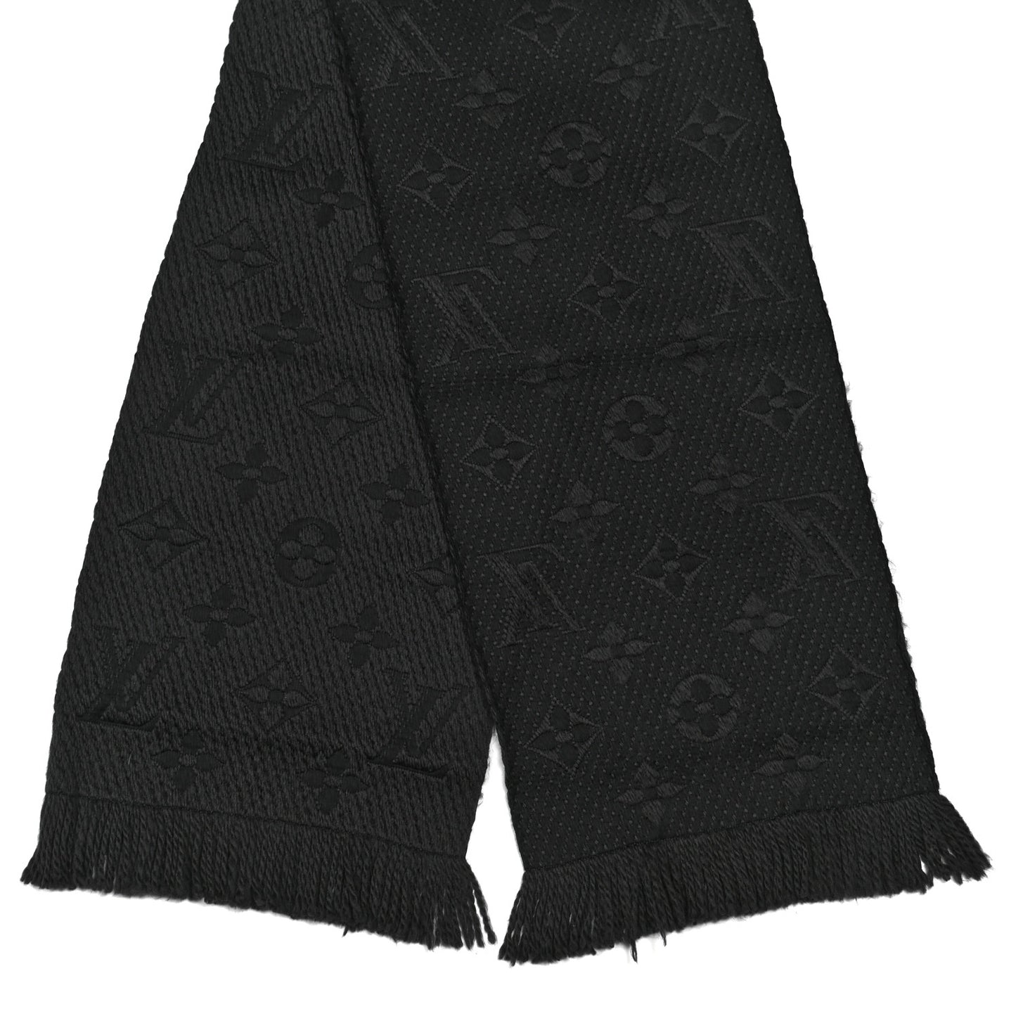 Wool Silk Logomania Scarf Black