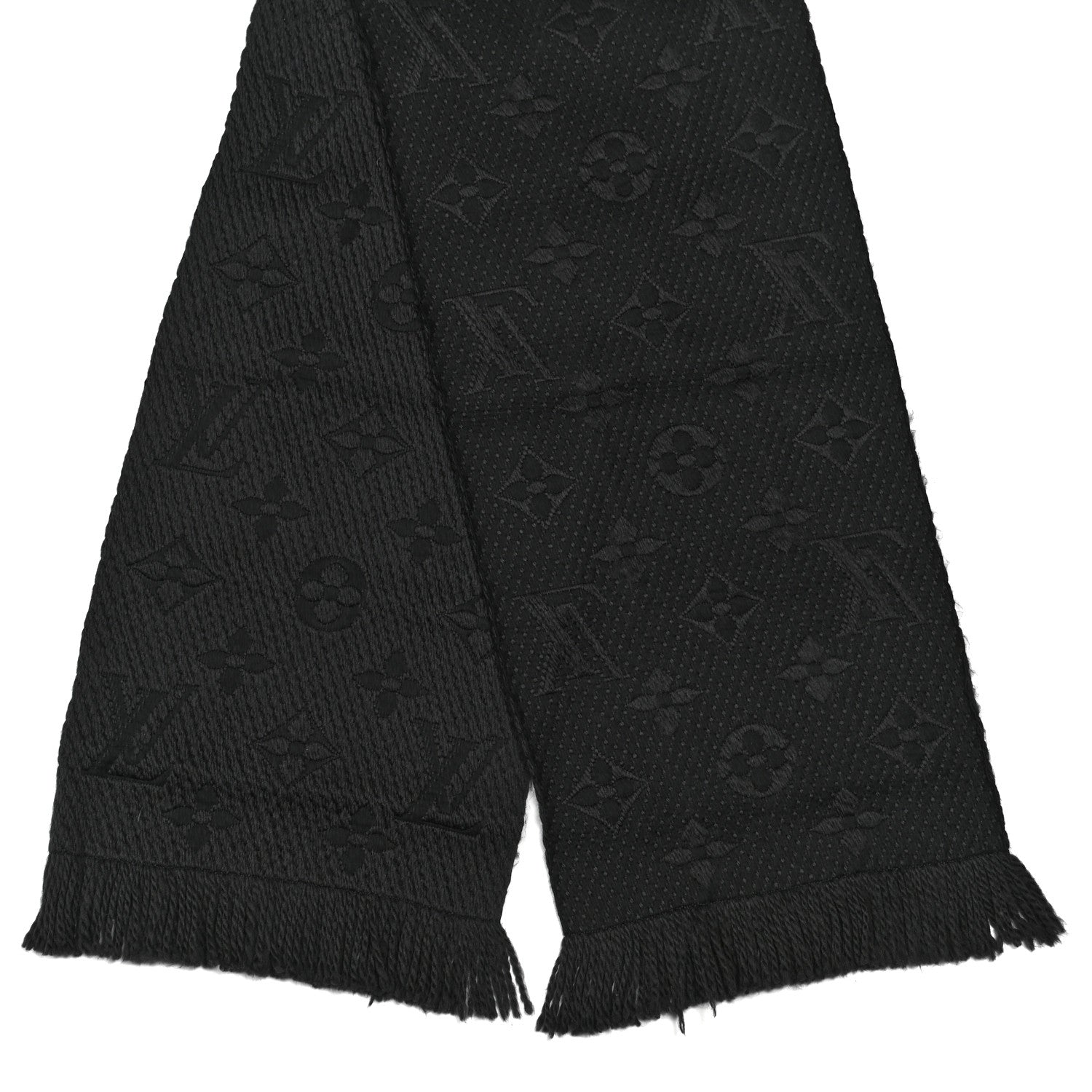 Louis Vuitton Wool Silk Logomania Scarf Black 2 of 4