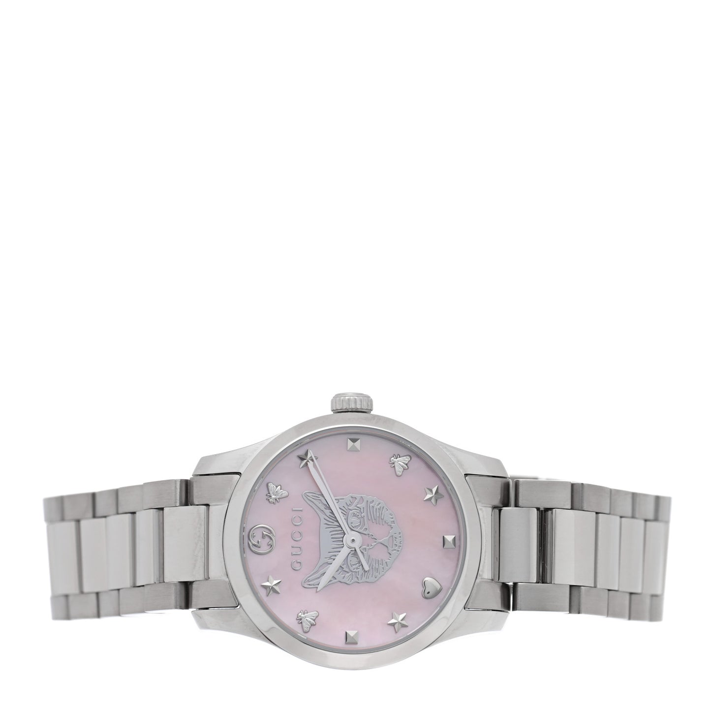 Stainless Steel Pink Mother of Pearl 27mm G-Timeless Cat Quartz Watch