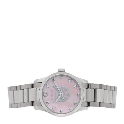 Gucci Stainless Steel Pink Mother of Pearl 27mm G-Timeless Cat Quartz Watch 2 of 5