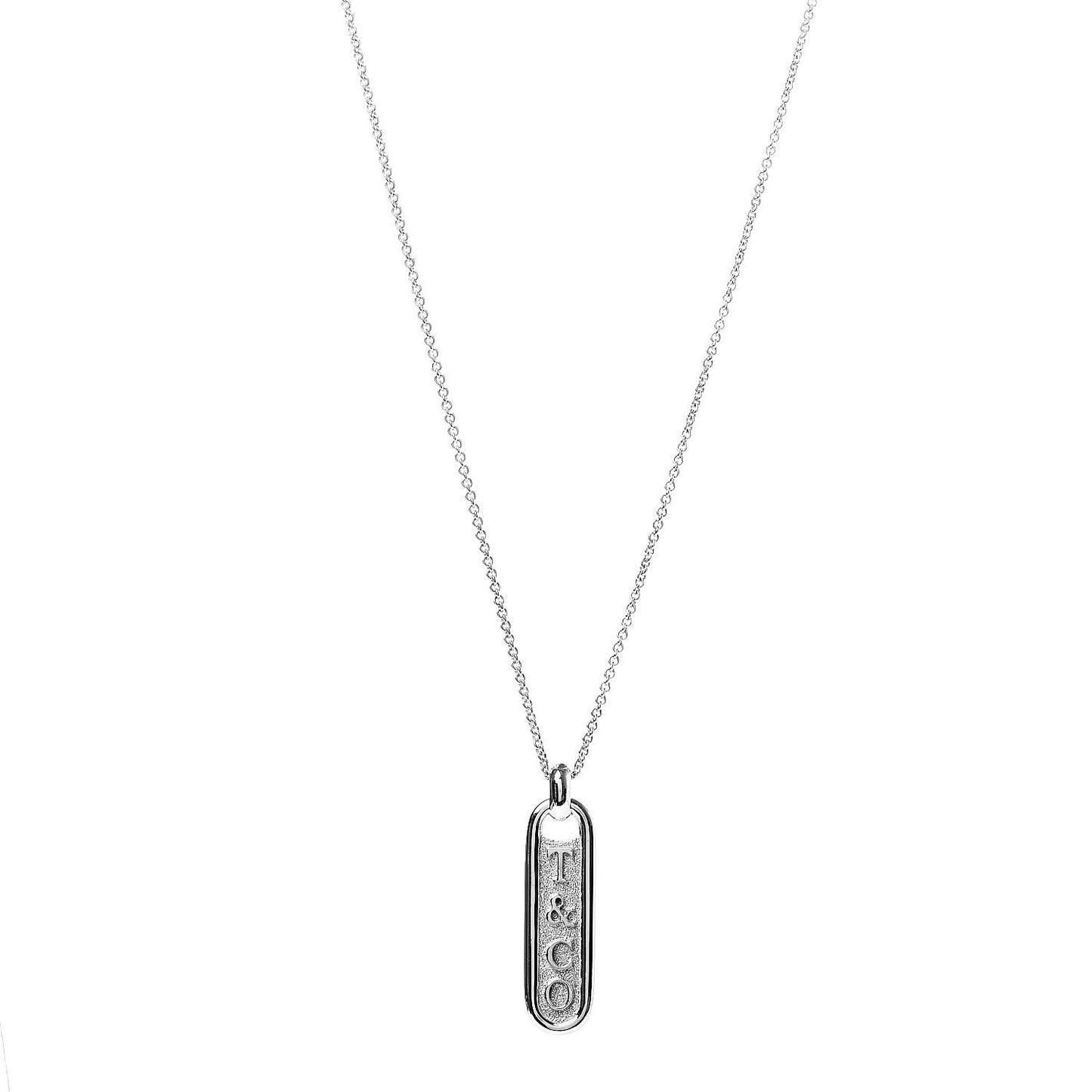 Sterling Silver T&CO Bar Pendant Necklace