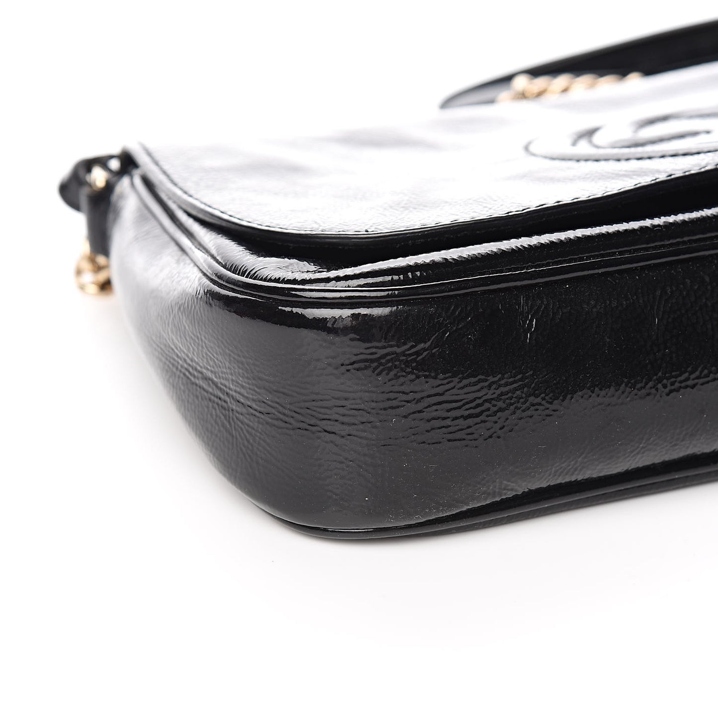Patent Medium Soho Flap Crossbody Black