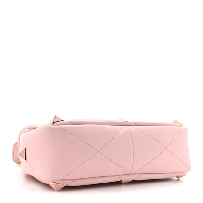 Valentino Garavani Nappa Enamel Medium Roman Stud Shoulder Bag Rose Quartz 4 of 11
