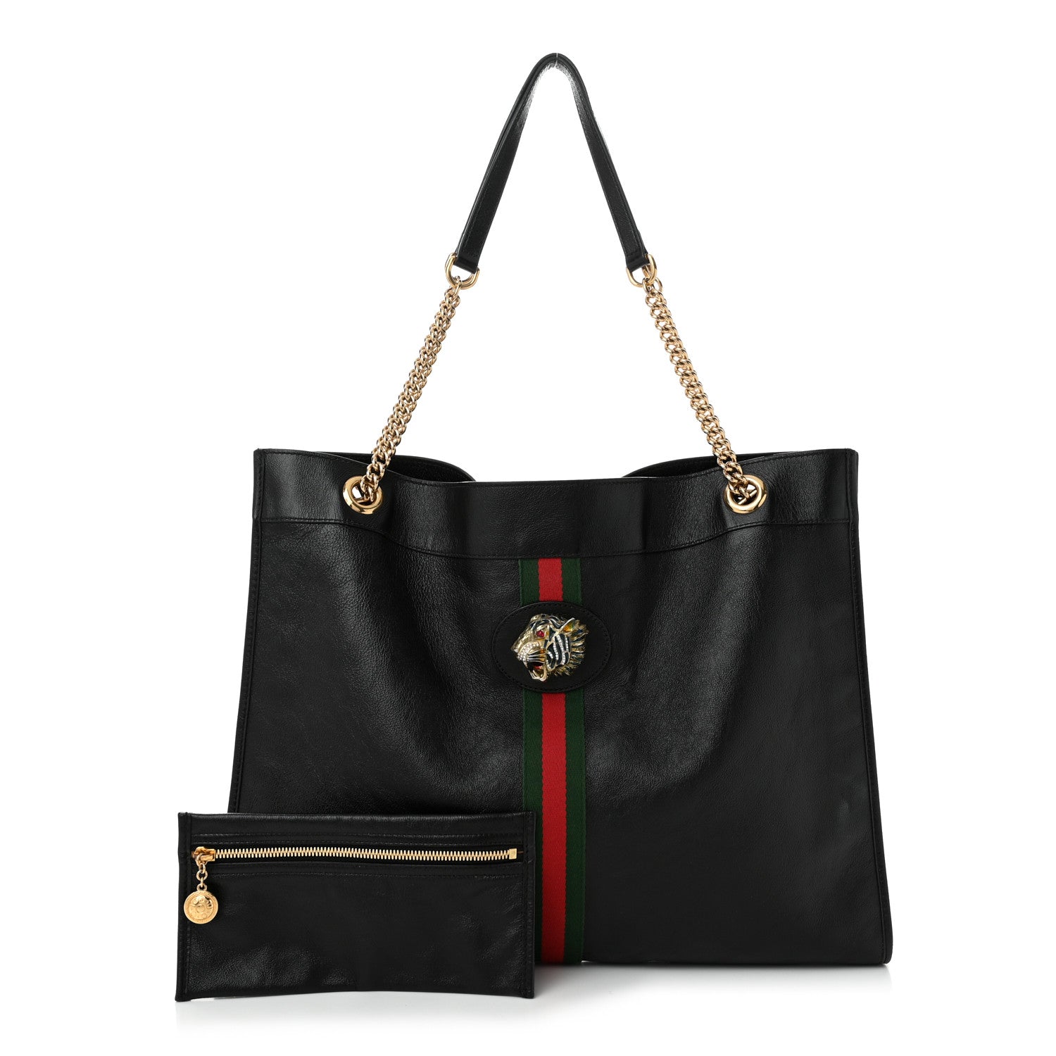 Gucci Calfskin Large Rajah Chain Tote Black 3 of 11