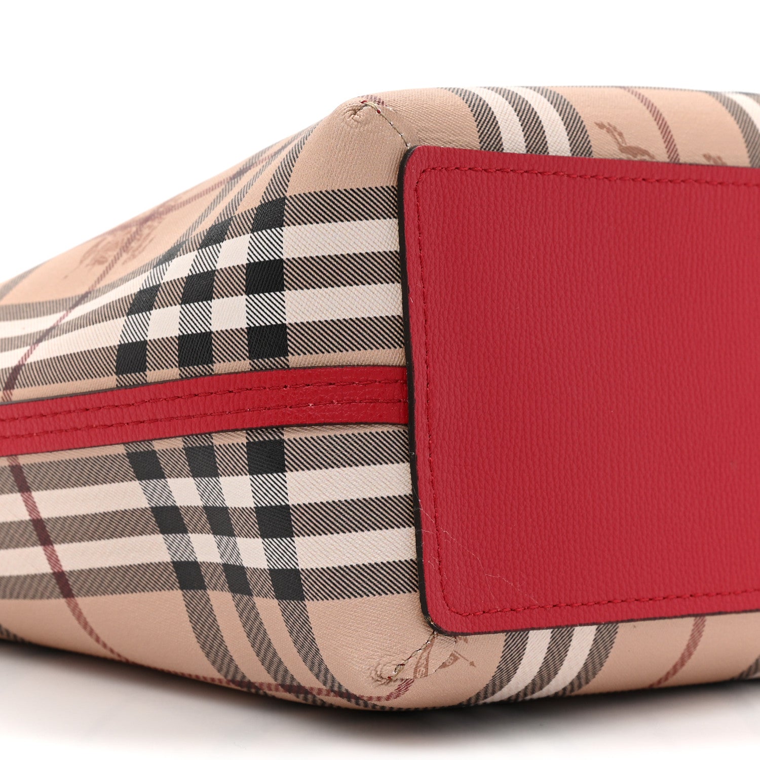 Burberry Grainy Calfskin Haymarket Check Medium Reversible Tote Red 14 of 20