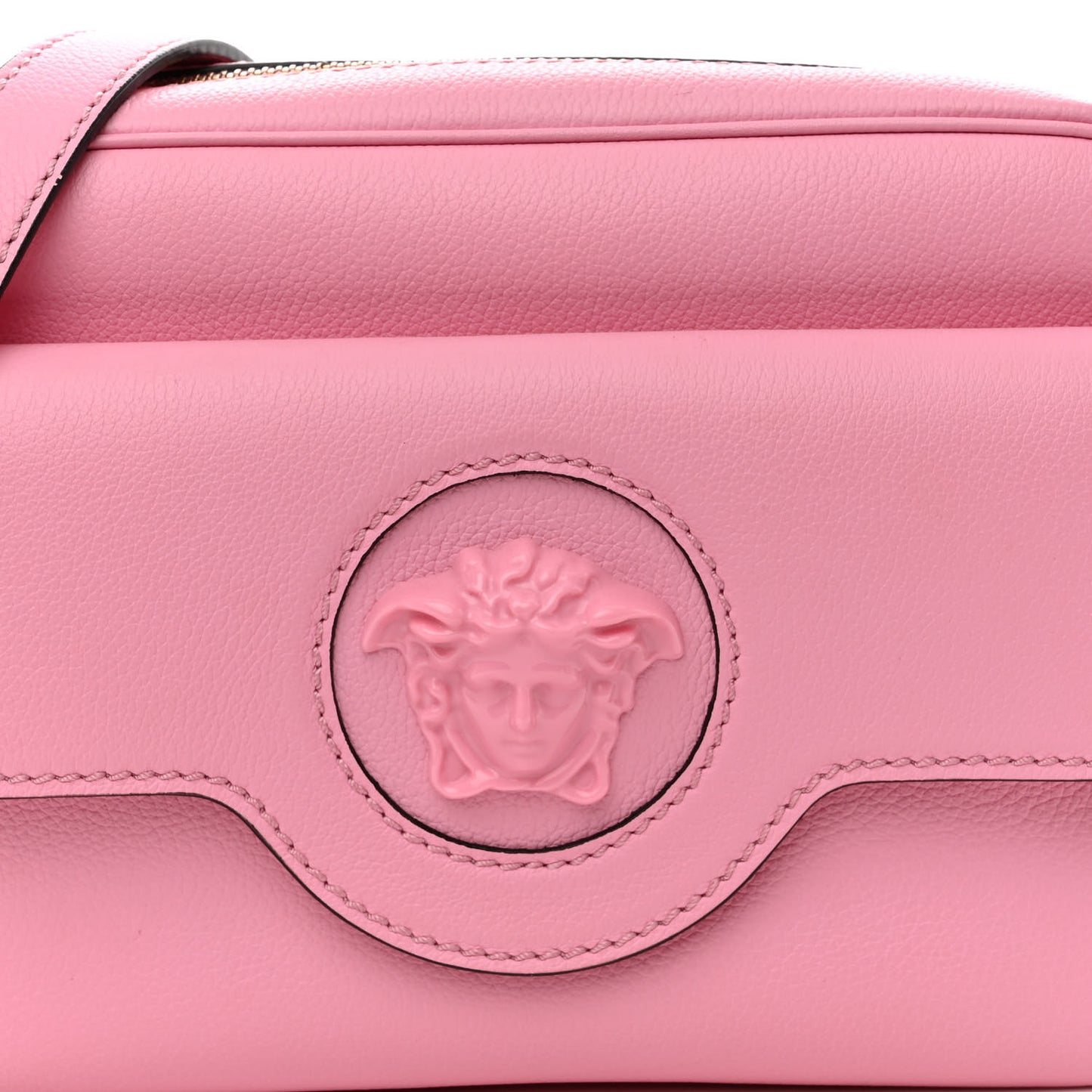 Grained Calfskin Medusa Camera Bag Pink
