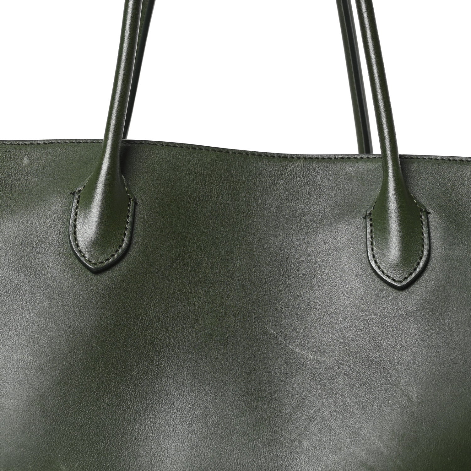 The Row Polished Saddle Calfskin Marlo Tote Bag Moss 7 of 9