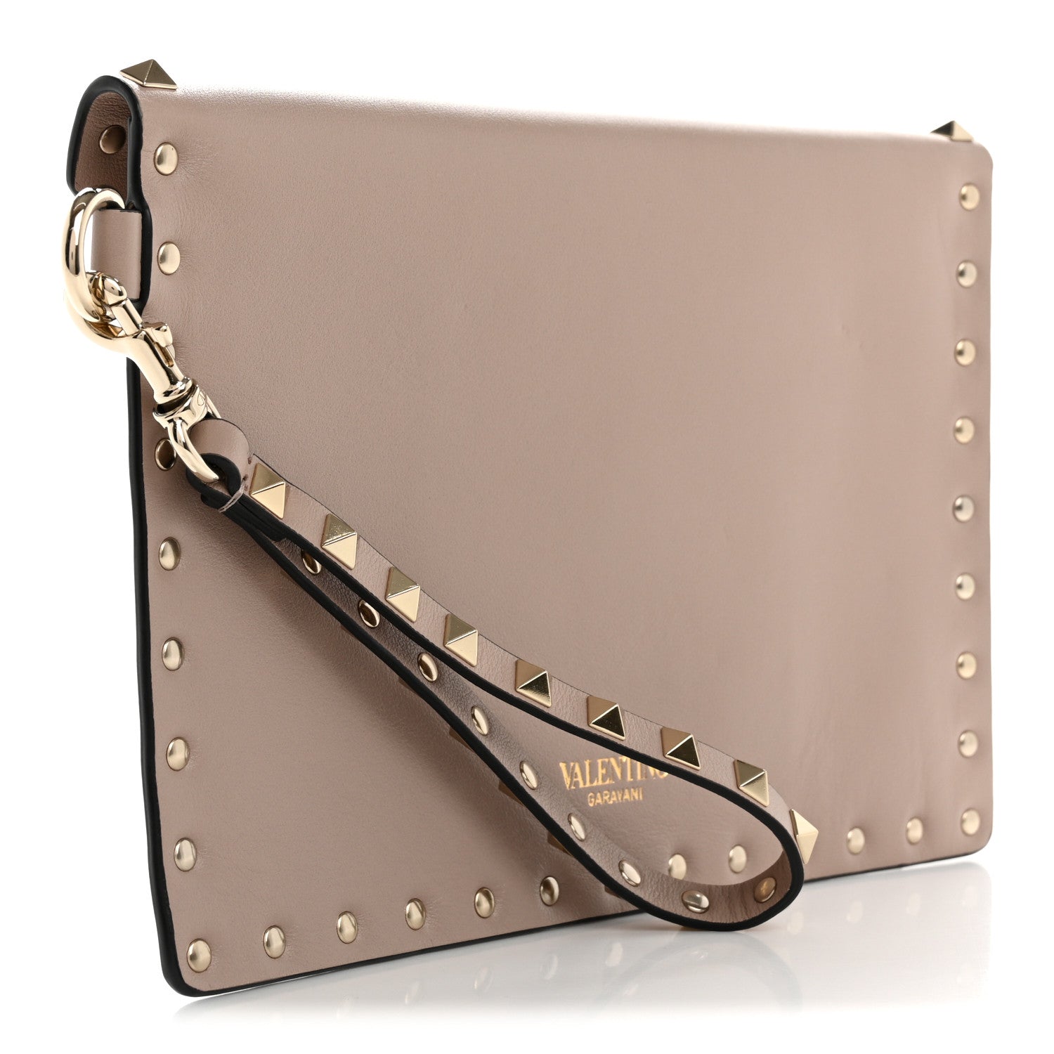 Valentino Garavani Vitello Medium Rockstud Envelope Flat Wristlet Pouch Poudre 3 of 8