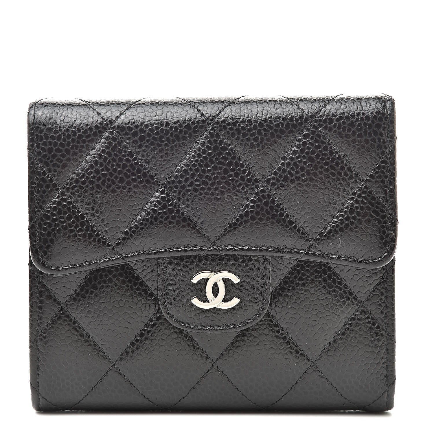 Chanel Caviar Quilted Compact Flap Wallet Black 1 of 9