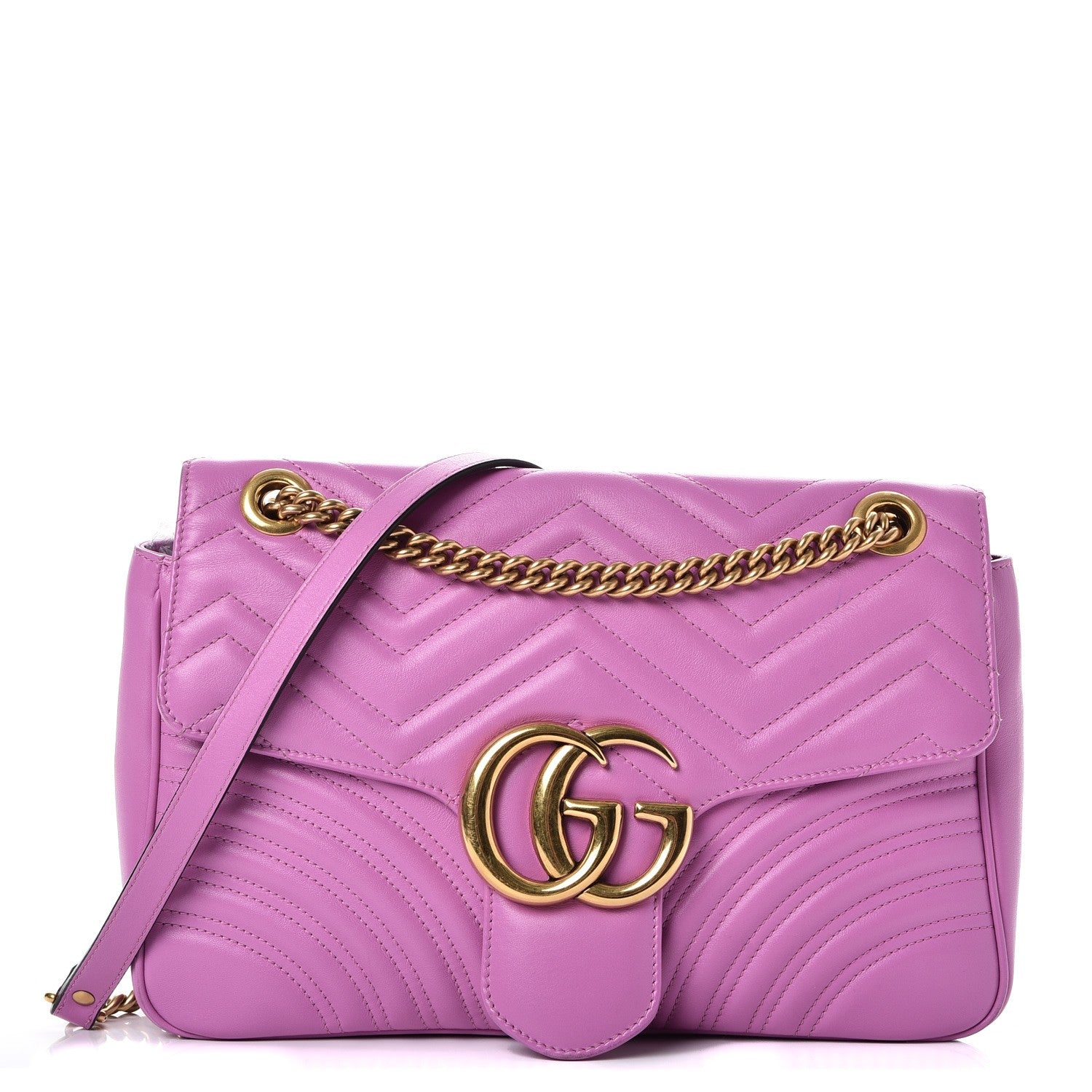 Gucci Calfskin Matelasse Medium GG Marmont Shoulder Bag Candy Mousse 1 of 10